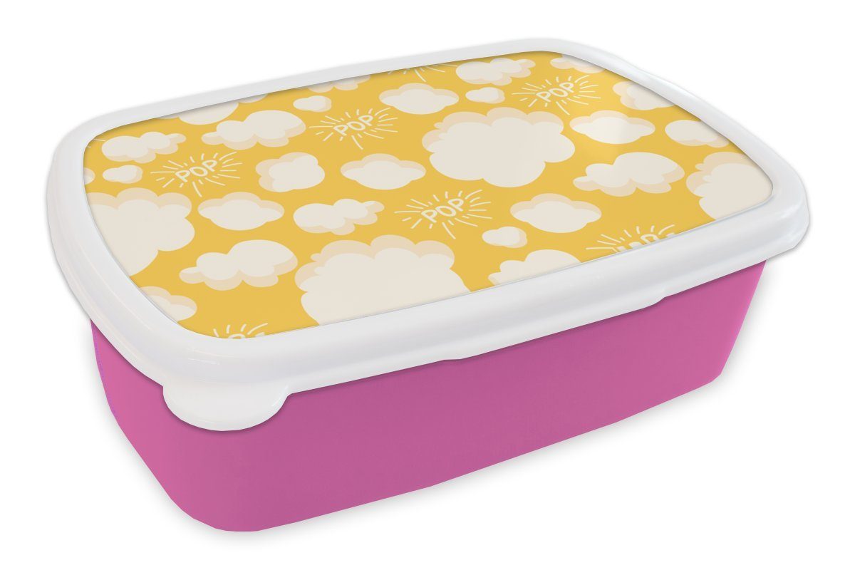 Zitate - - Muster Mädchen, rosa - Lunchbox Erwachsene, Snackbox, Kunststoff, Kinder, Pop, Kunststoff MuchoWow Brotdose (2-tlg), für Brotbox Popcorn