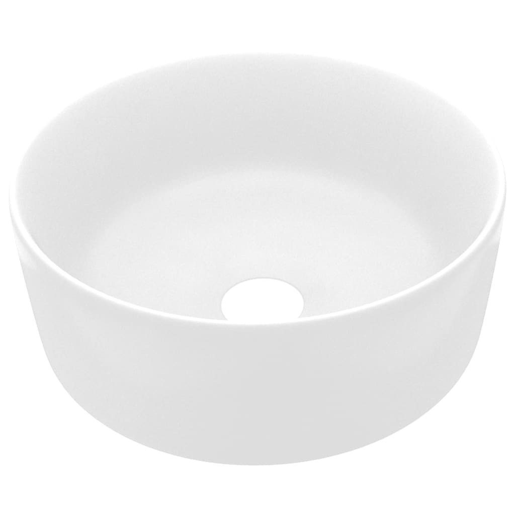 vidaXL Waschbecken NA Waschbecken Badezimmer Aufsatzwaschbecken Rund Matt Weiß 40x15 cm K