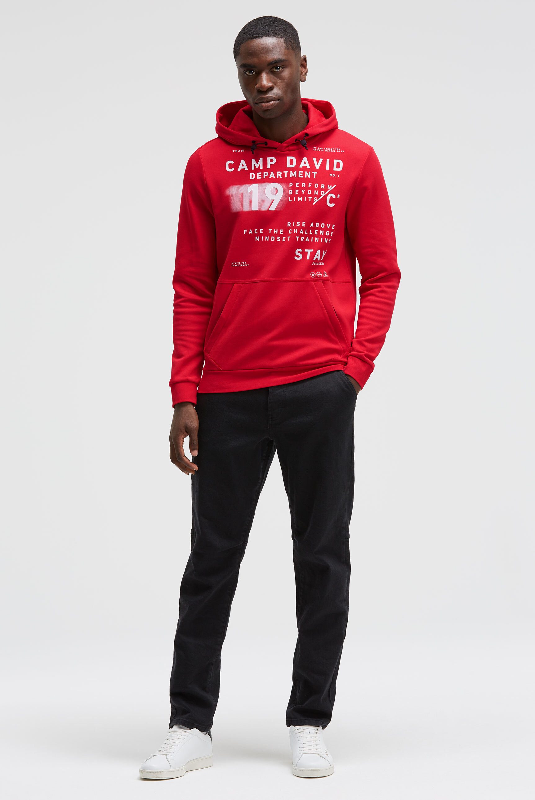 CAMP DAVID Kapuzensweatshirt Kapuze mit verstellbarem Gummizug