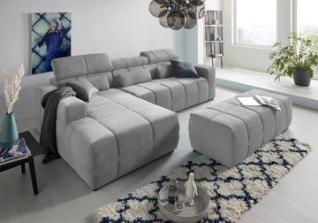 DOMO collection Ecksofa Brandon große Ausführung B/T/H: 289/177/80 cm, auch in Leder und Cord, mit Kopfteilverstellung, wahlweise Sitztiefenverstellung, L-Form