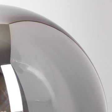 hofstein Tischleuchte moderne Nachttischlampe aus Metall/Glas in Schwarz/Messing/Rauch, ohne Leuchtmittel, mit Schirm aus Glas, Ø 15cm, Höhe 24,5cm, m. An-/Ausschalter, 1x E14