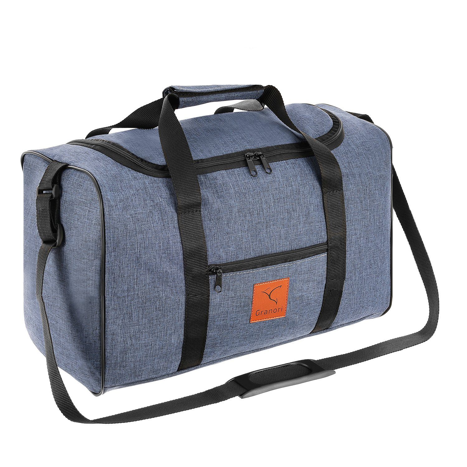 Granori Reisetasche 40x30x25 cm Flugzeug Handgepäck für Eurowings – leicht & max. Platz (Modell ET2), mit abschließbarem Fach und verstellbarem Schultergurt, 30 l Volumen Blau