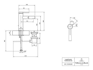 Villeroy & Boch Waschtischarmatur Loop & Friends Einhebel, mit Zugstangen-Ablaufgarnitur, Standmontage - Chrom