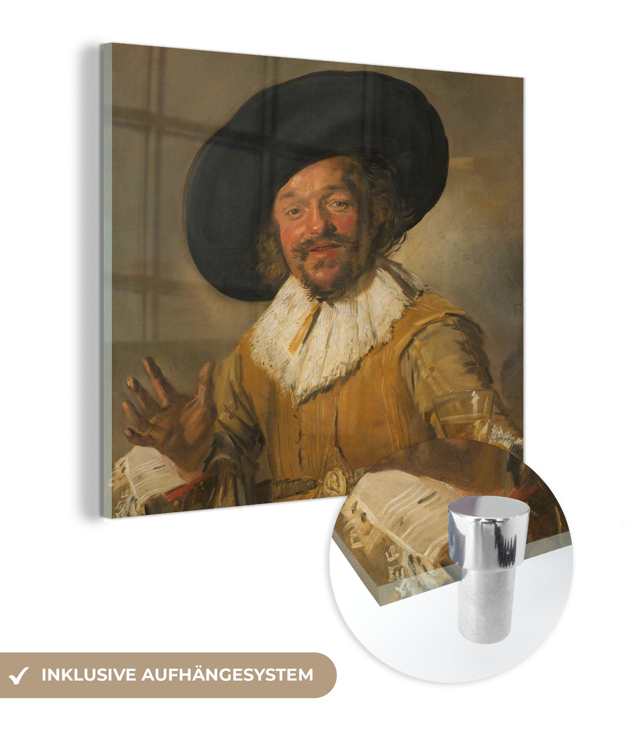 MuchoWow Acrylglasbild Der fröhliche Trinker - Gemälde von Frans Hals, (1 St), Glasbilder - Bilder auf Glas Wandbild - Foto auf Glas - Wanddekoration