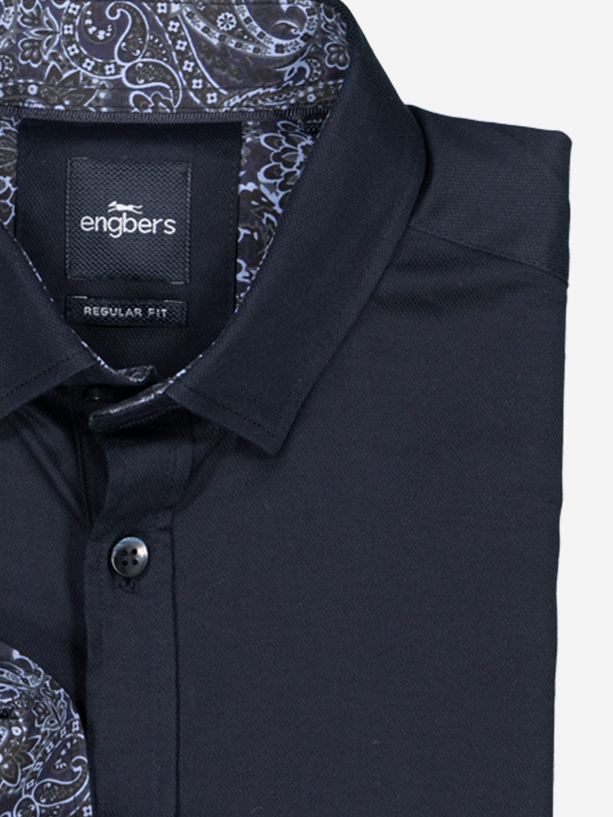 Engbers Langarmhemd engbers Herren Langarm-Hemd uni, Marineblau günstig online kaufen