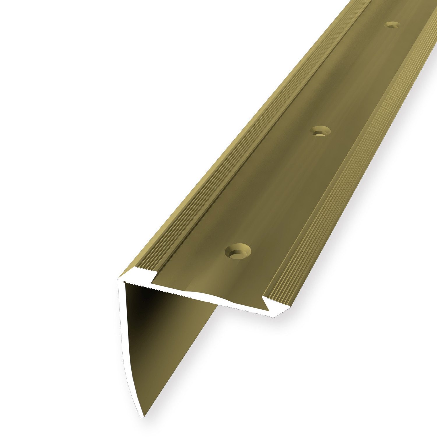 Küberit Treppenkantenprofil 46 x 42 x 2500 mm Winkelprofil Gold Gebohrt Aluminium