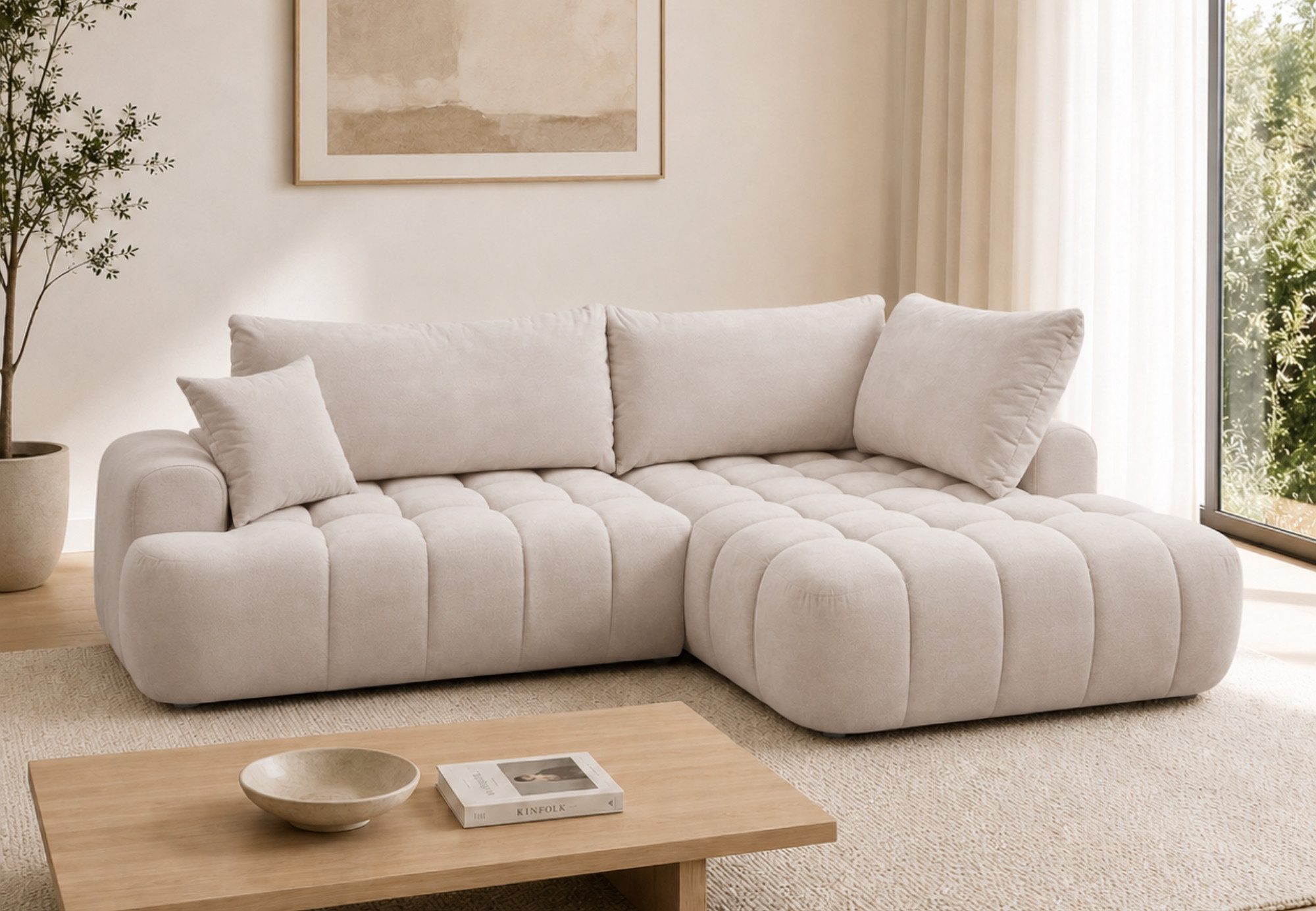 Ecksofa Sofa Couch mit Schlaffunktion & Bettkasten Schlafsofa, 265x177 cm