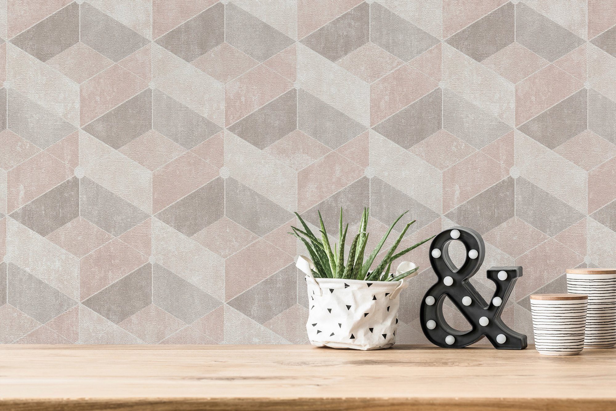 living walls 3D-Tapete Titanium, leicht strukturiert, 3D-Optik, geometrisch, grafisch, Geometrisch Tapete 3D Effekt Tapeten Wohnzimmer Schlafzimmer Küche