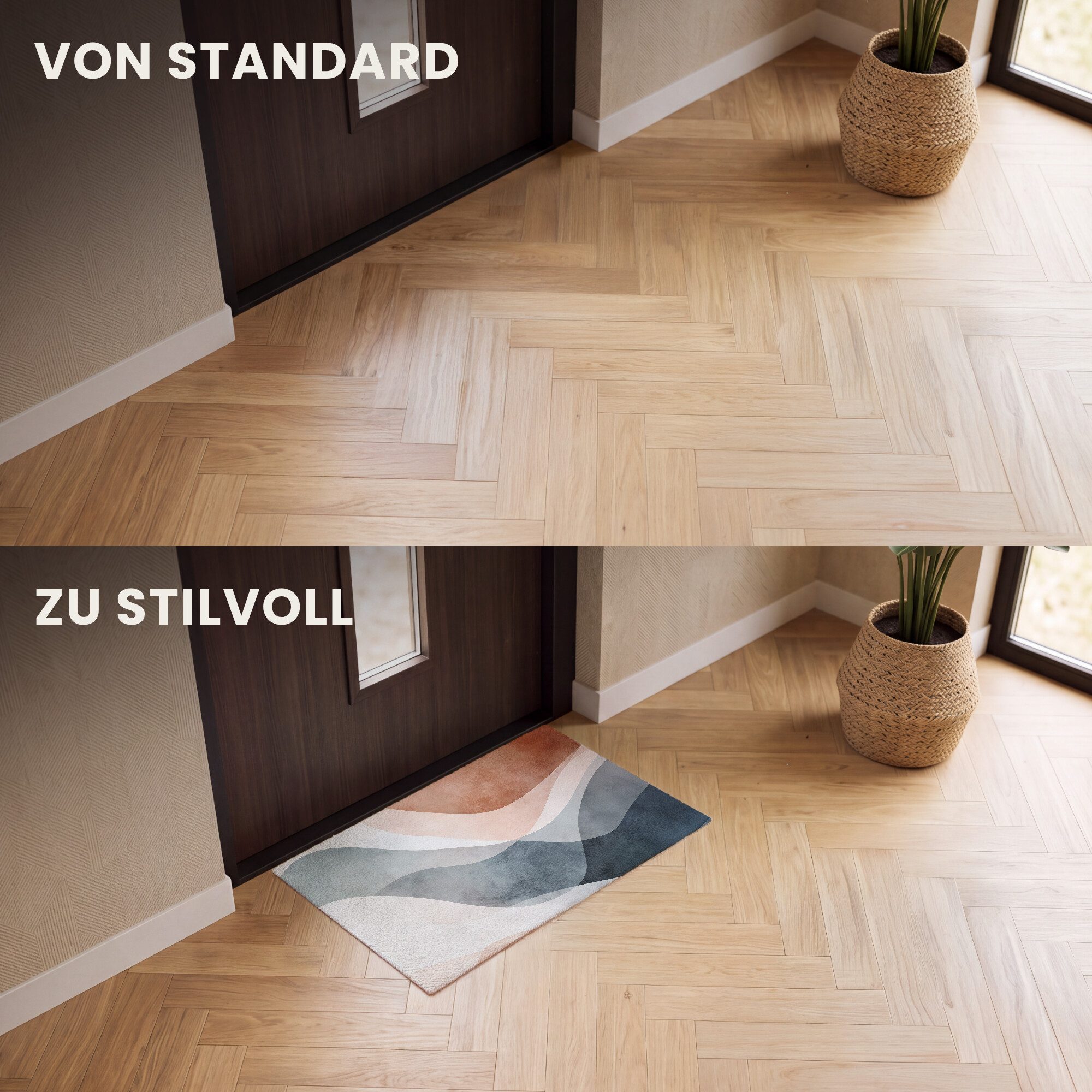 MuchoWow Fußmatte Abstrakt - Wellen - Blau, Rechteckig, innen Schmutzfangmatte, Tür, Schmutzfänger Flur, Teppich 60x40 cm – Bild 3 von 5