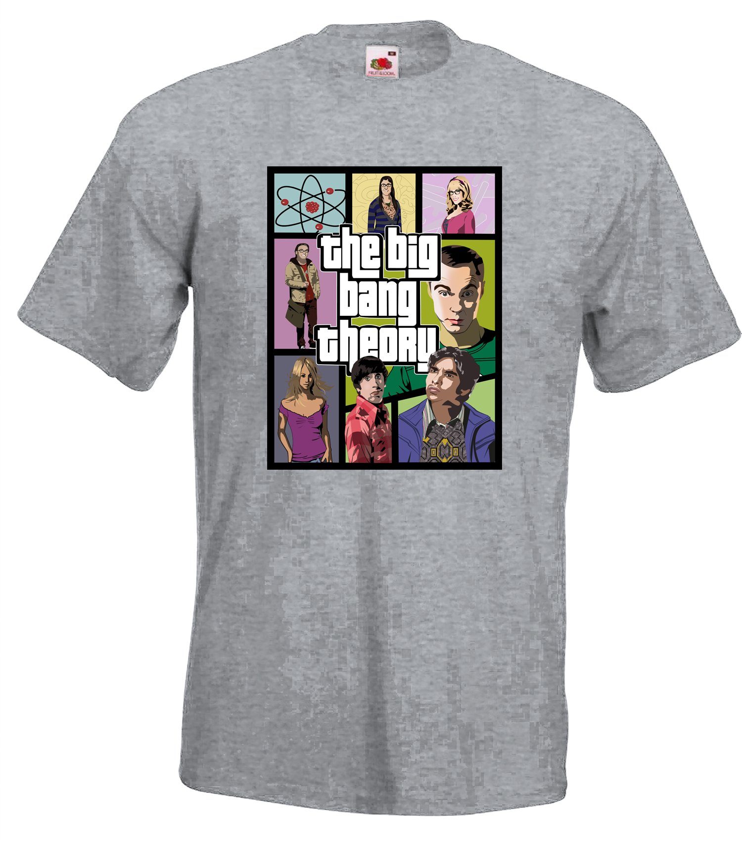 Herren Designz Bang Shirt Youth Gaming-Serien trendigem Big Popart Grau T-Shirt Motiv mit