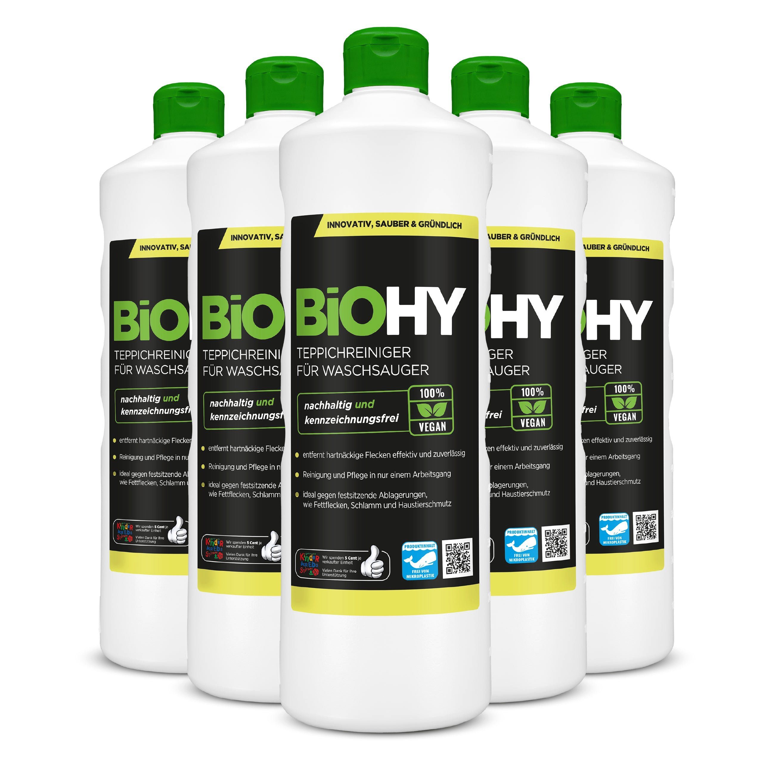 BiOHY Teppichreiniger für Waschsauger 6er Pack (6 x 1 Liter Flasche)... Teppichreiniger (6-St)