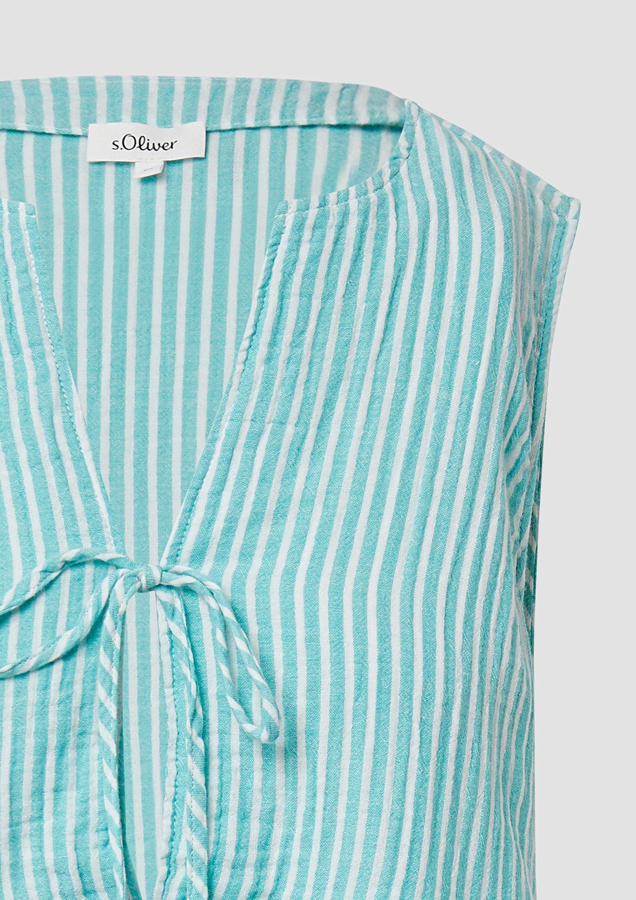 s.Oliver Blusentop Bluse Ärmellose Bluse im Relaxed Fit mit Bindedetail