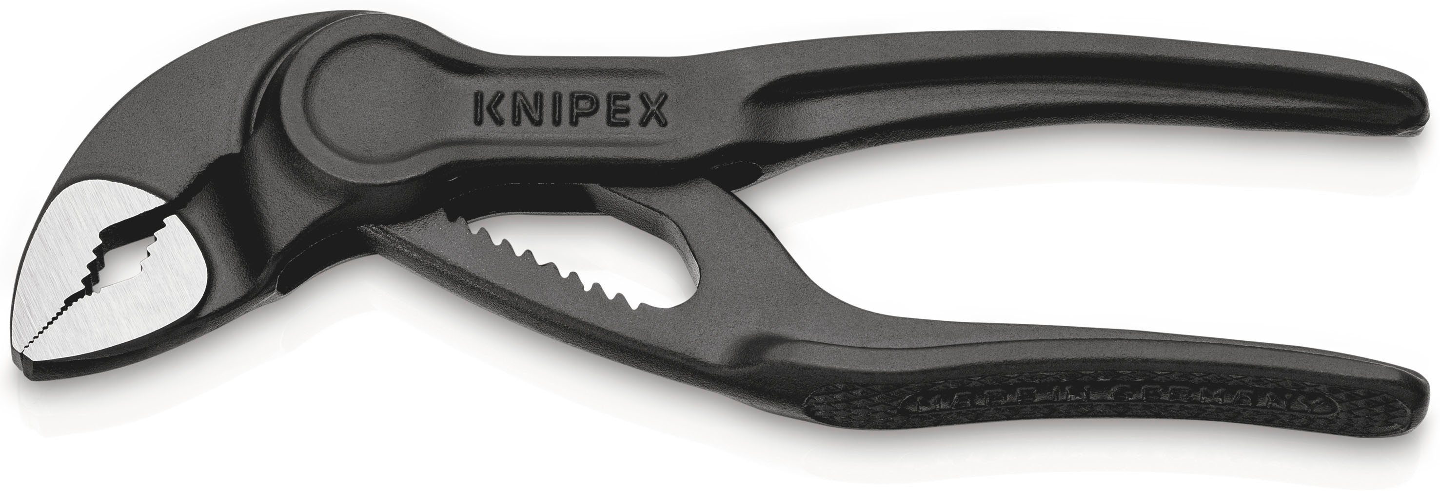 Knipex Wasserpumpenzange 87 00 100 BK Cobra® XS Rohr- und Wasserpumpenzange (SB-Karte/Blister), 1-tlg., grau atramentiert, aufgeprägte, raue Oberfläche 100 mm