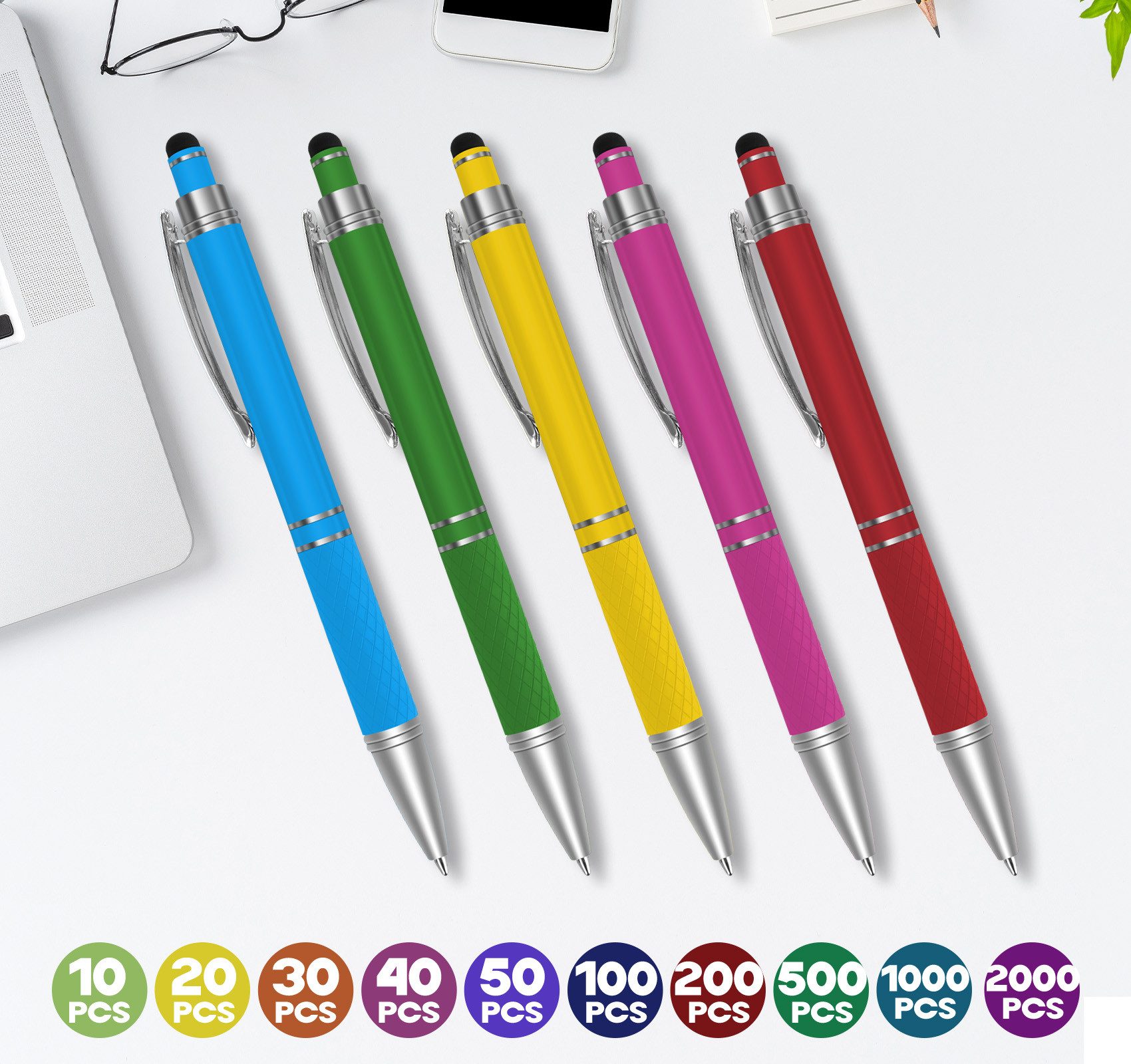 lindahandel Kugelschreiber 2-in-1 Kugelschreiber mit Touchscreen Stift, blaue Mine, (10-tlg), Kugelschreiber für Smartphone & Tablet, Büro & Schule – Bild 3 von 5