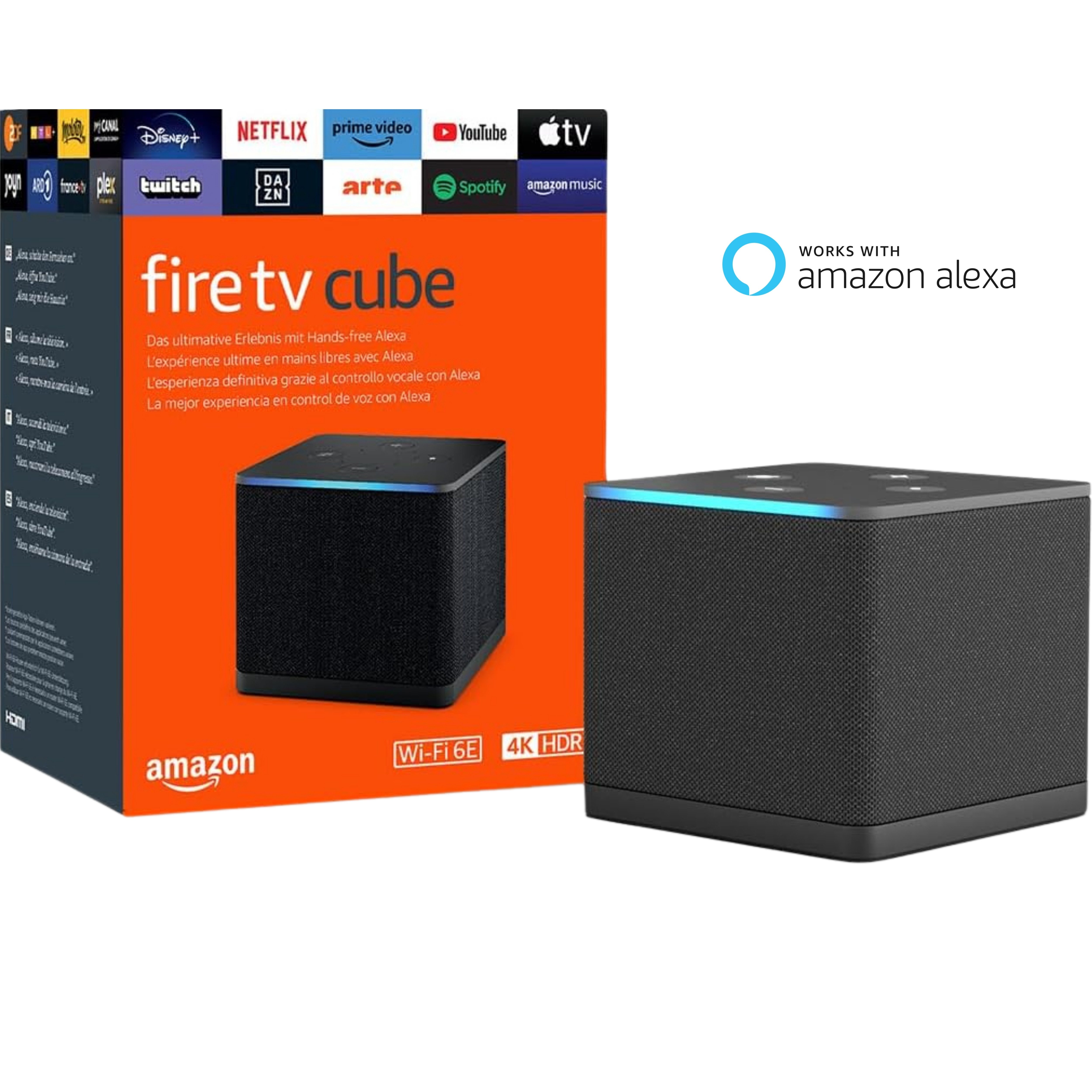 Amazon Fire TV Cube (Neueste Generation), Streaming-Mediaplayer mit Alexa Lautsprecher (mit Sprachsteuerung, 4K Ultra HD, Wi-Fi 6E)