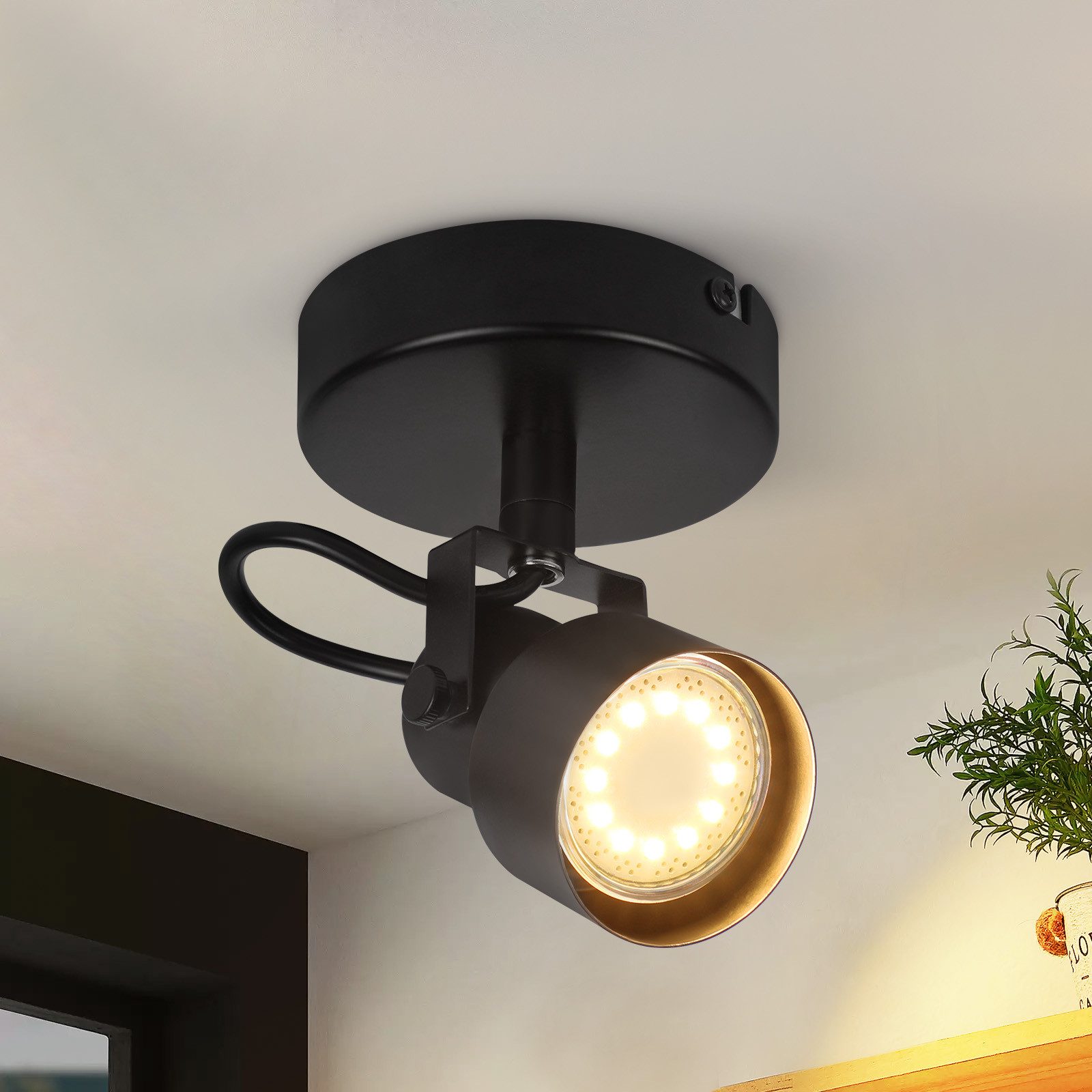 Nettlife Deckenstrahler Schwarz 1 Flammig 350° günstig online kaufen