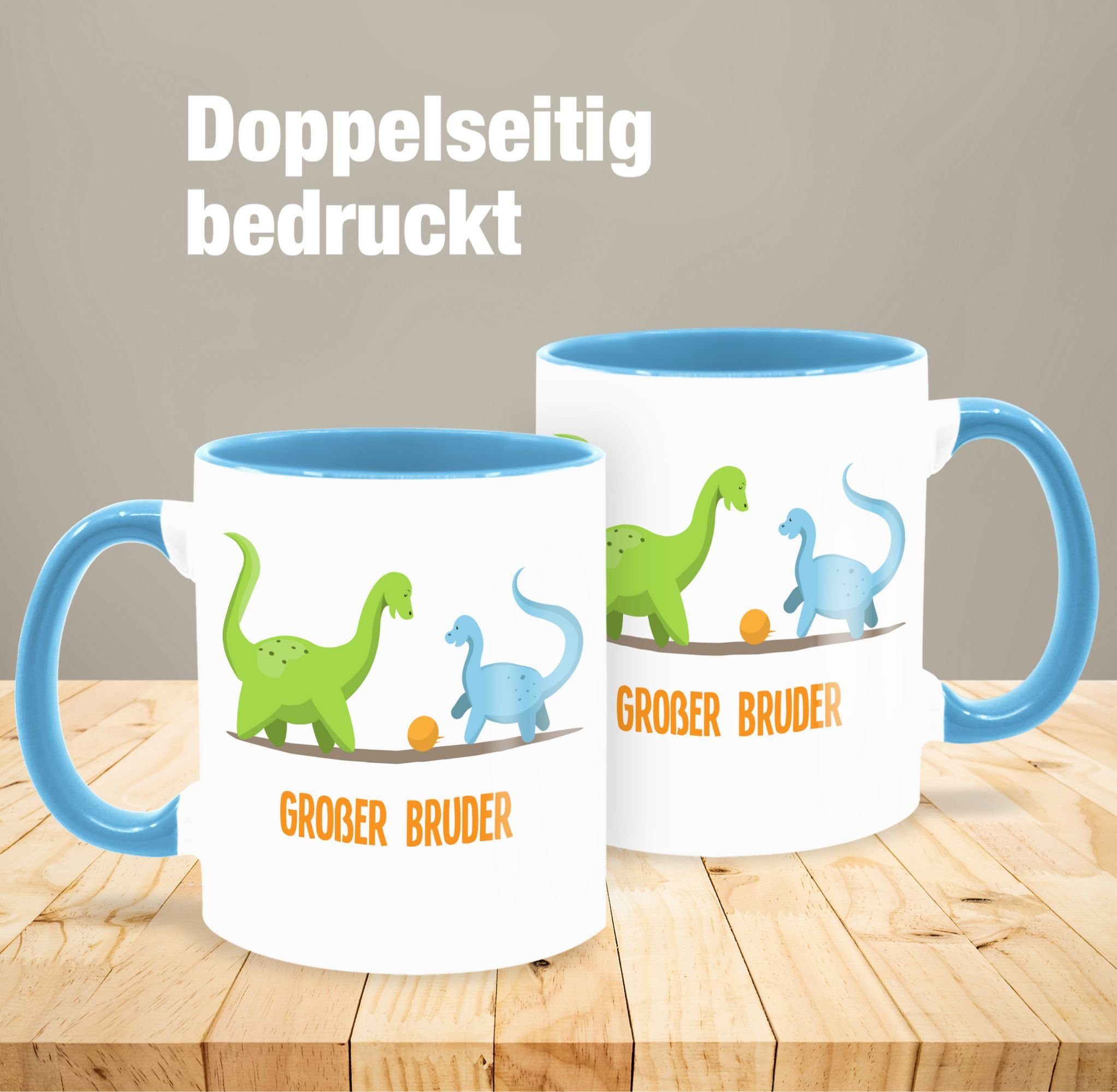 3 Bruder Shirtracer Großer Keramik, Hellblau Dinosaurier, Großer Bruder Tasse