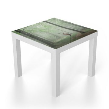 DEQORI Couchtisch 'Hirsch zwischen Bäumen', Glas Beistelltisch Glastisch modern