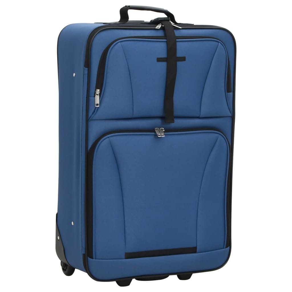 vidaXL Trolley Blau - 5-tlg Koffer Set Weichgepäck Reisekoffer-Set Reisetasche mit Ro