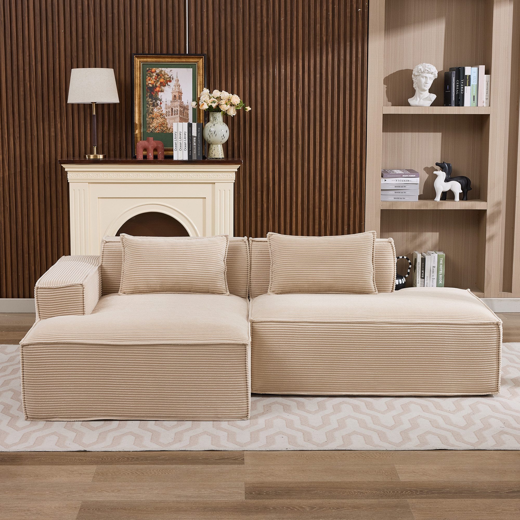 Odikalo 2-Sitzer Sofas wohnzimmer Ecksofa mit Schlaffunktion und Kissen, breites Economy-Textil-Sofa mit zwei Kissen+Federtasche-modernes einfaches und komfortables Sofa ideal für kleine Wohnzimmer Wohnungen und Büros