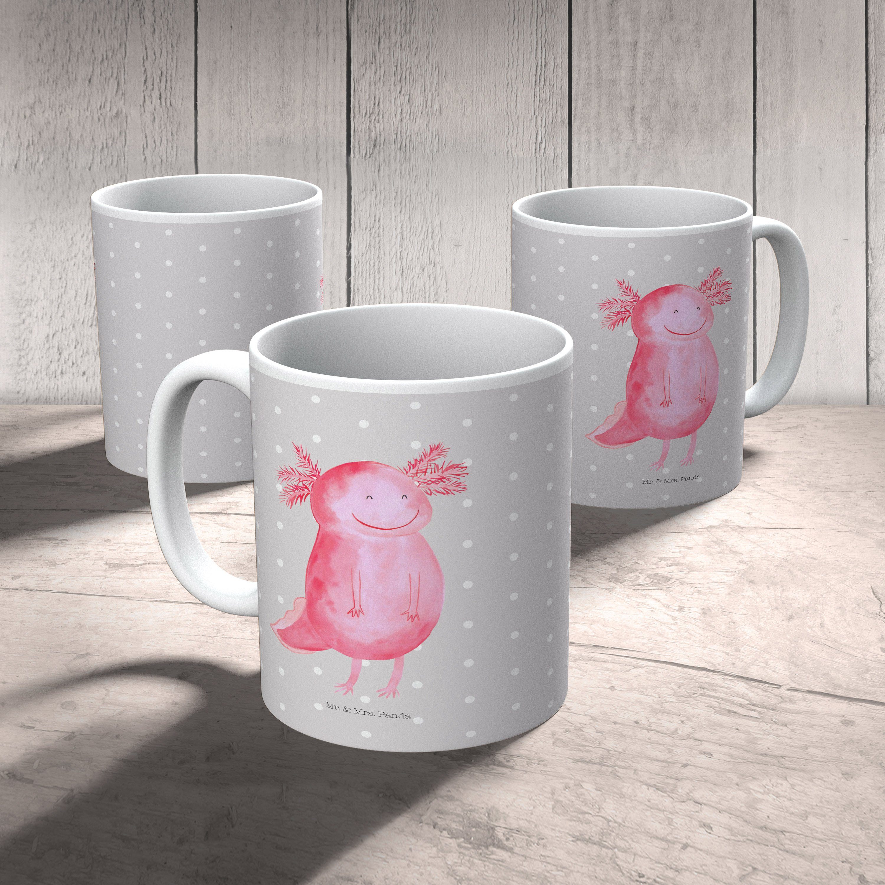 Mrs. Axolotl Geschenk, - Grau Sprüche, Sc, Mr. Pastell Tasse & Keramik Tasse, - Panda glücklich Tasse