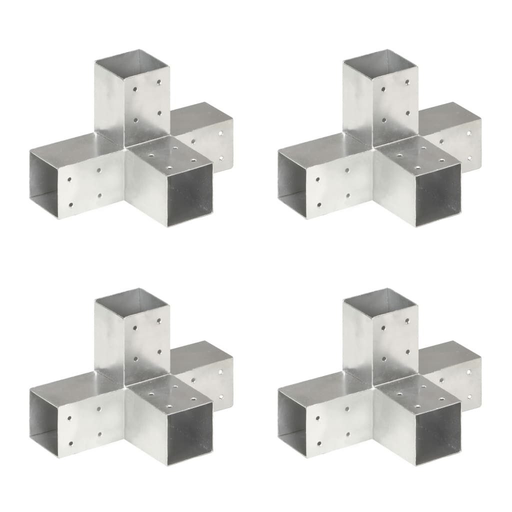 Vellora Profil-Eckverbinder Pfostenverbinder 4 Stk. Verzinktes Metall 71 x 71 mm, für Eckverbindung, (4-St., T-Form, Y-Form, X-Form), Feuerverzinkt