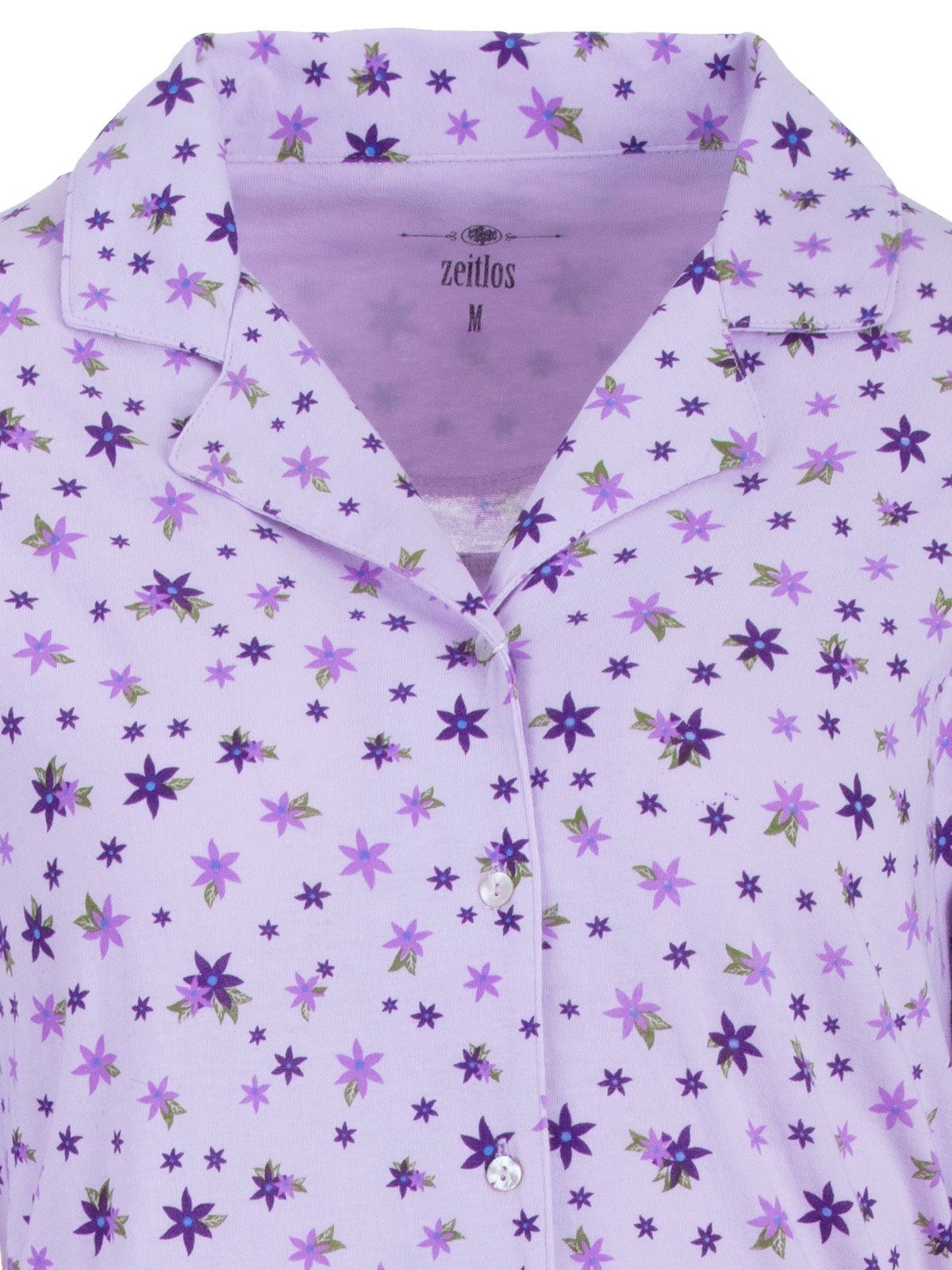 Langarm - zeitlos Nachthemd Nachthemd Sternblumen flieder