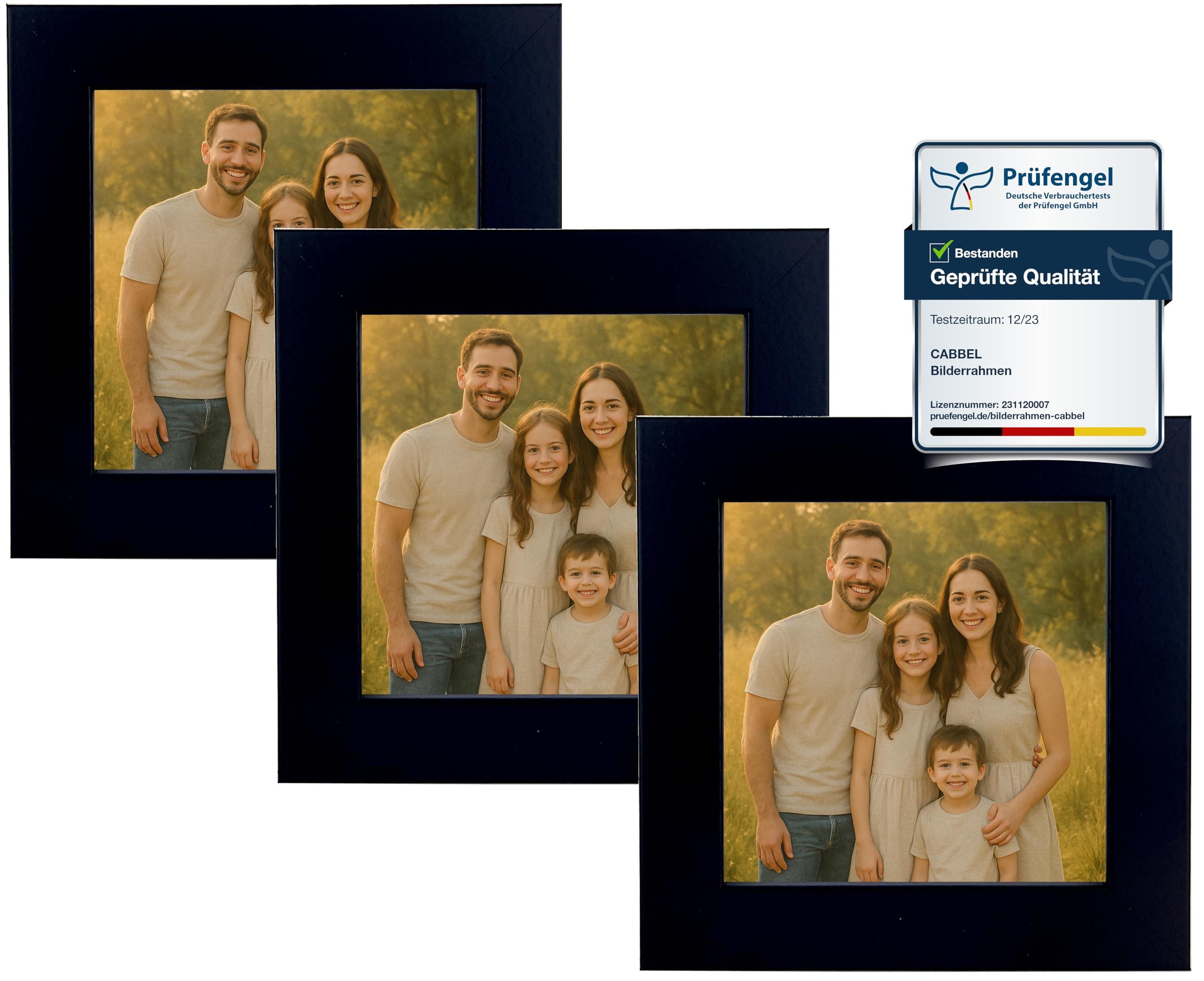 CABBEL Bilderrahmen MDF Holzrahmen Fotorahmen modern Collagen Foto Poster Galerie Wanddeko, für 3 Bilder (3 St), 10x10 cm Schwarz Wohnzimmer elegant Schmal Fotogalerie Schlafzimmer