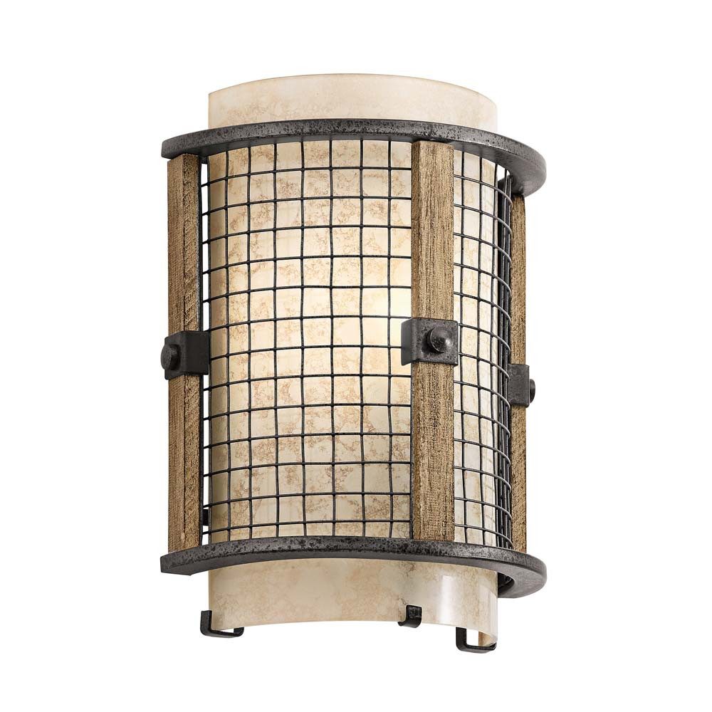 Elstead LIGHTING Wandleuchte, Leuchtmittel nicht inklusive, Wandlampe Leuchte Flurlampe Amboss Eisengitter H 25,4 cm Flurleuchte 1