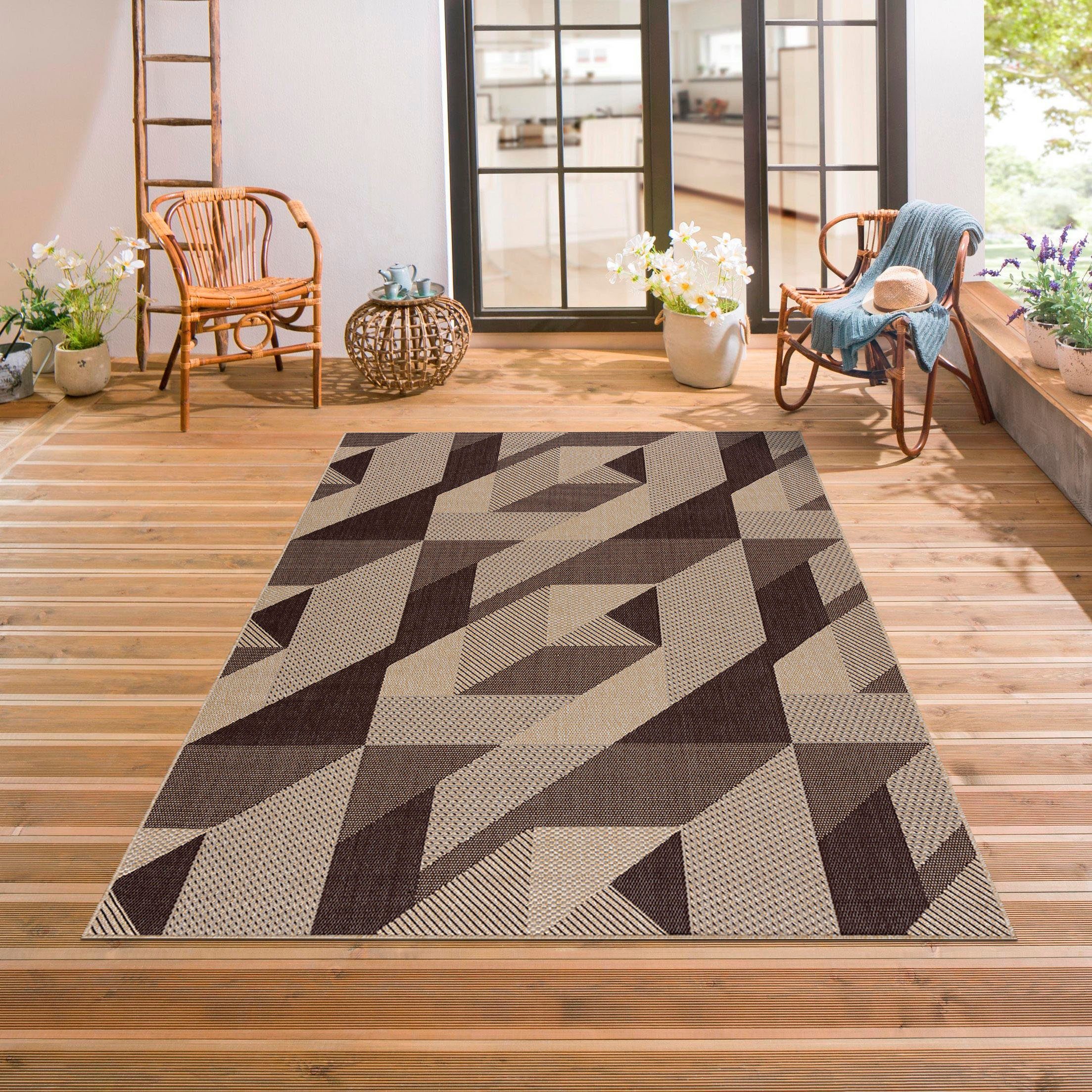 Teppich Borfin, Home mm, In- Höhe: mit affaire, Outdoor geometrischem Muster, geeignet rechteckig, braun 7 schmutzabweisend, und