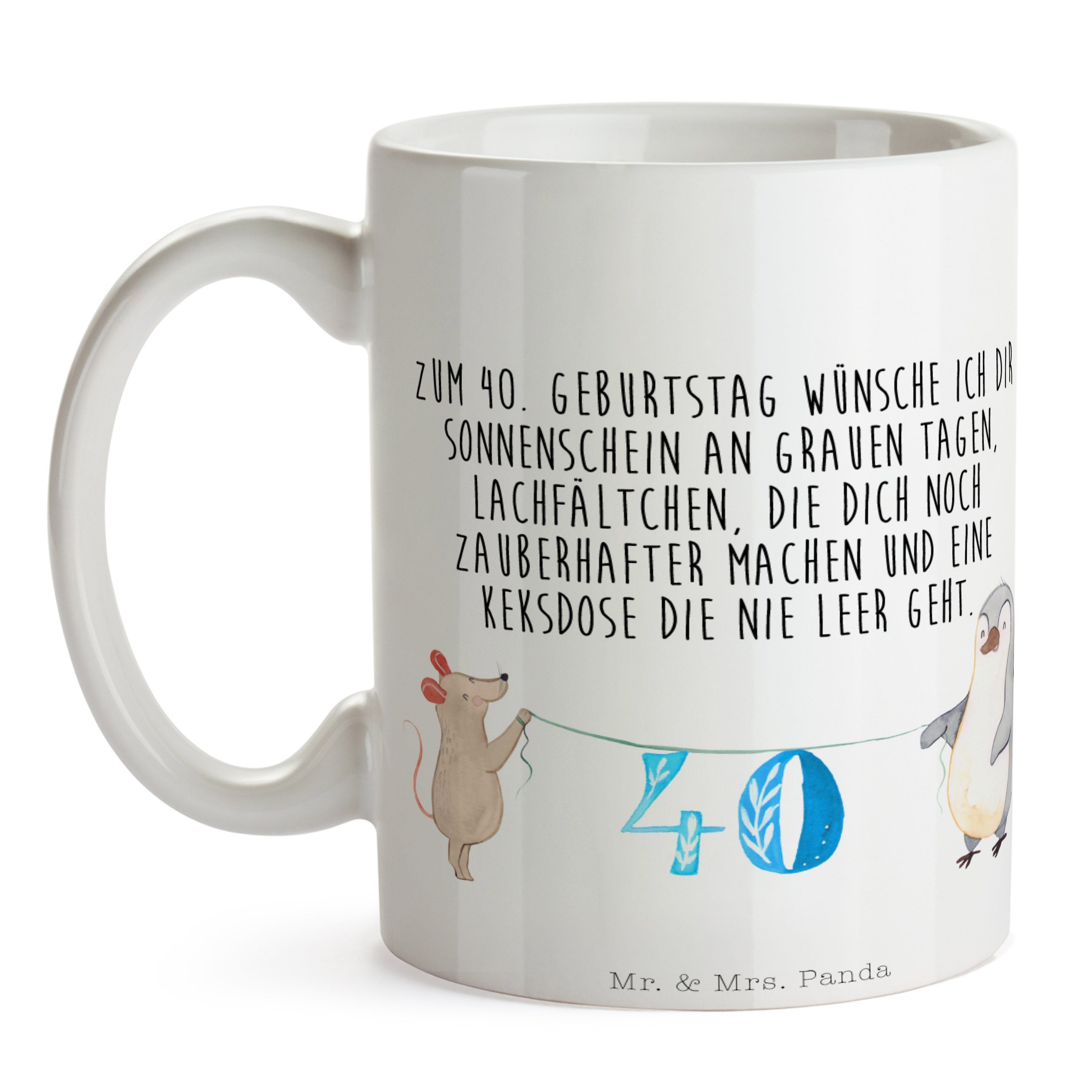 Mr. & Geburtstag Keramik Geburtst, Motive, 40. Geschenk, - Panda Weiß Tasse - Pinguin Maus Mrs. Tasse