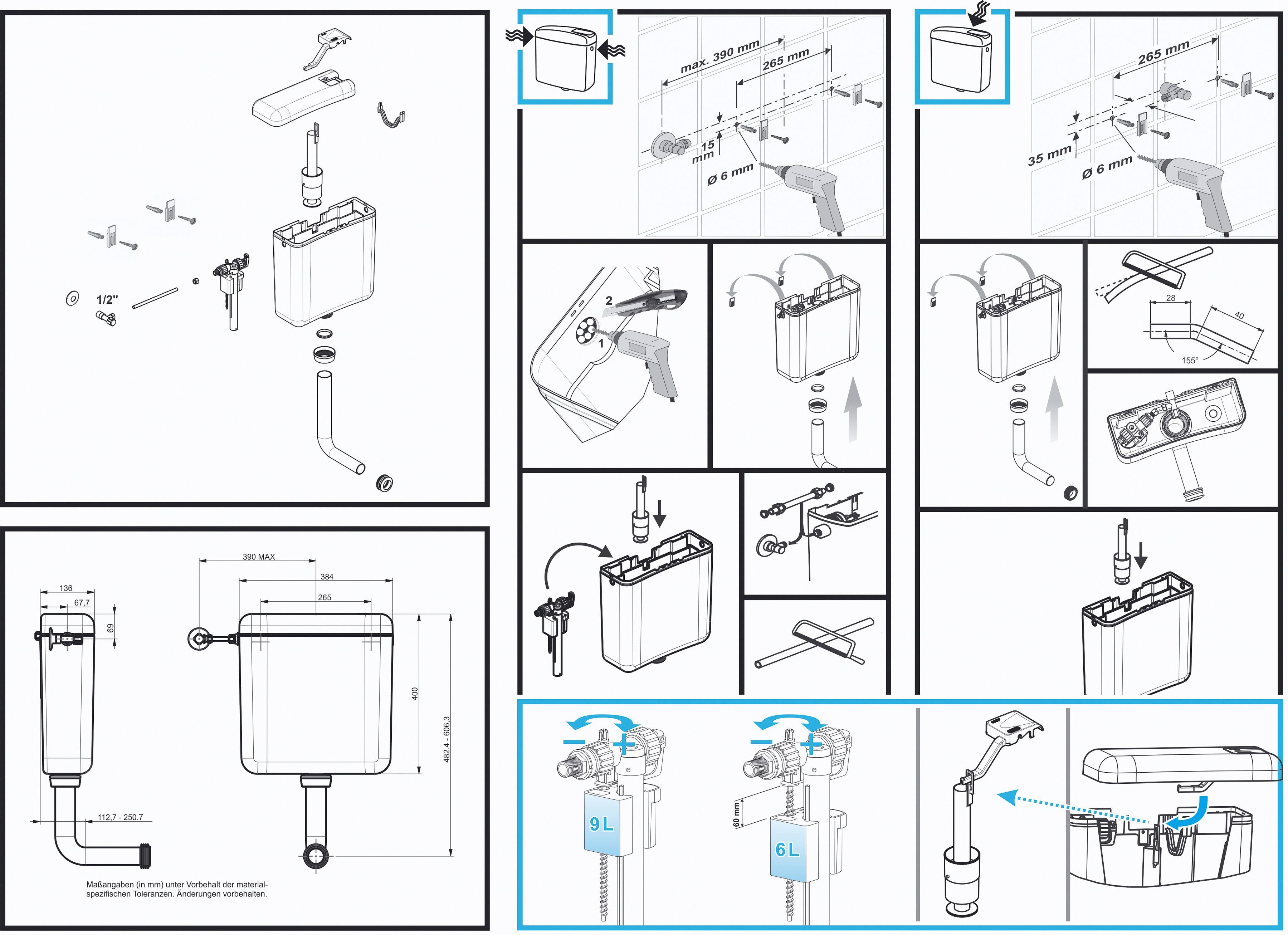 CORNAT Spülkasten FARO, Spülmenge einstellbar