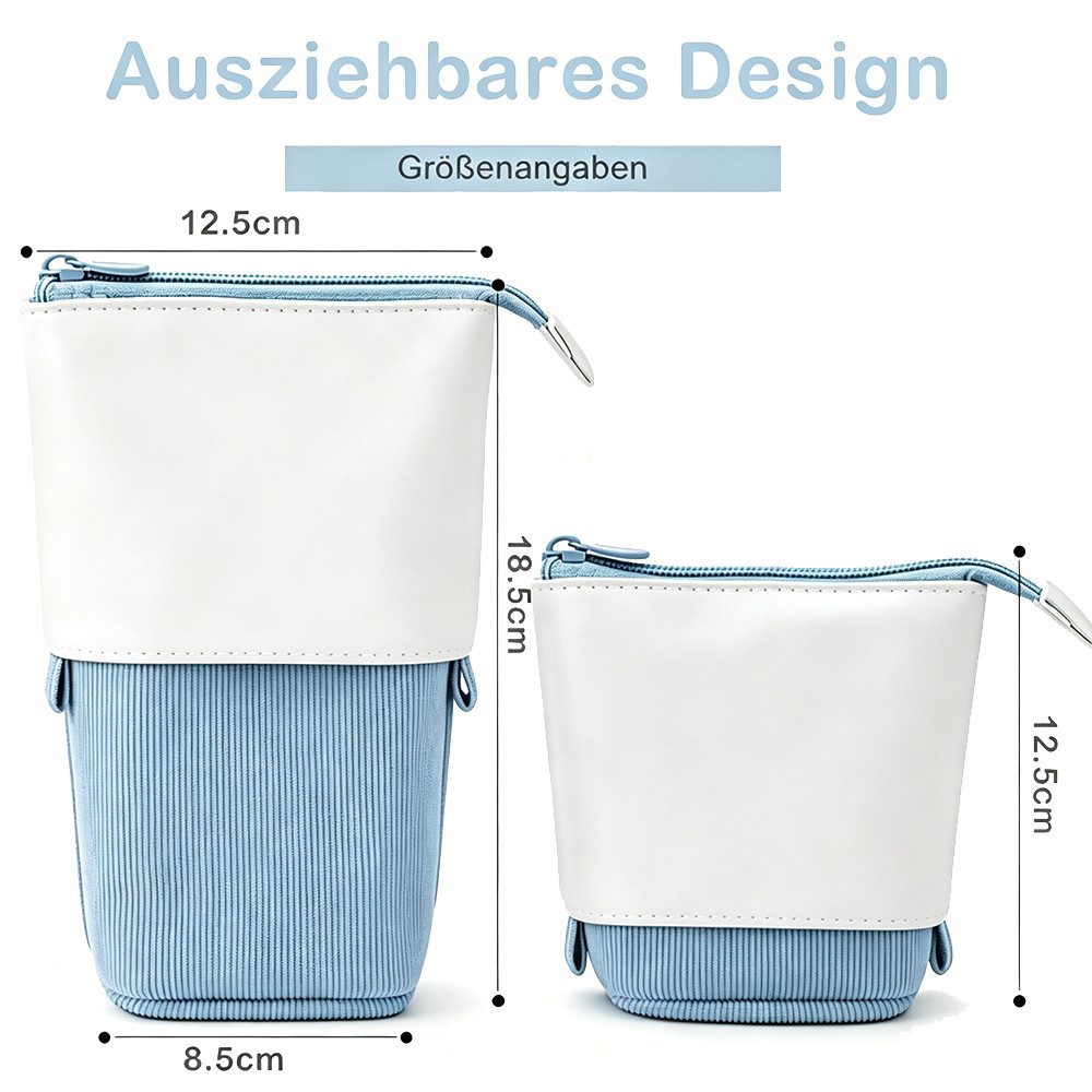 AFKSMILE Federmäppchen Federmäppchen Reißverschluss,2-in-1 Schlampermäppchen und Stifteköcher, Ständer Teleskopisch Mäppchen, Stifteköcher für Teenager Schüleri – Bild 2 von 5