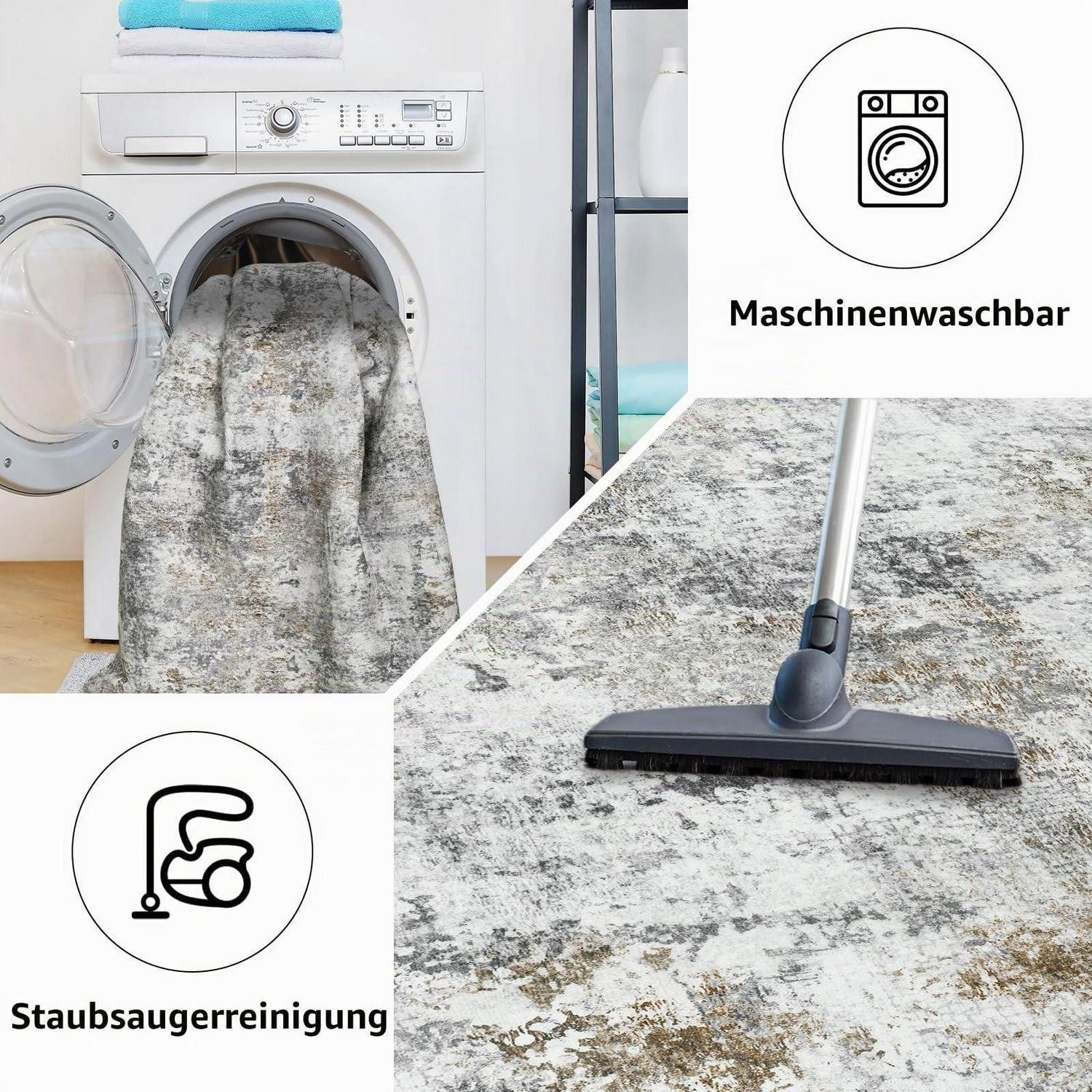 LuxusKollektion Designteppich Abstrakter Teppich 120x180 Braun, rechteckig, Höhe: 10 mm – Bild 4 von 5
