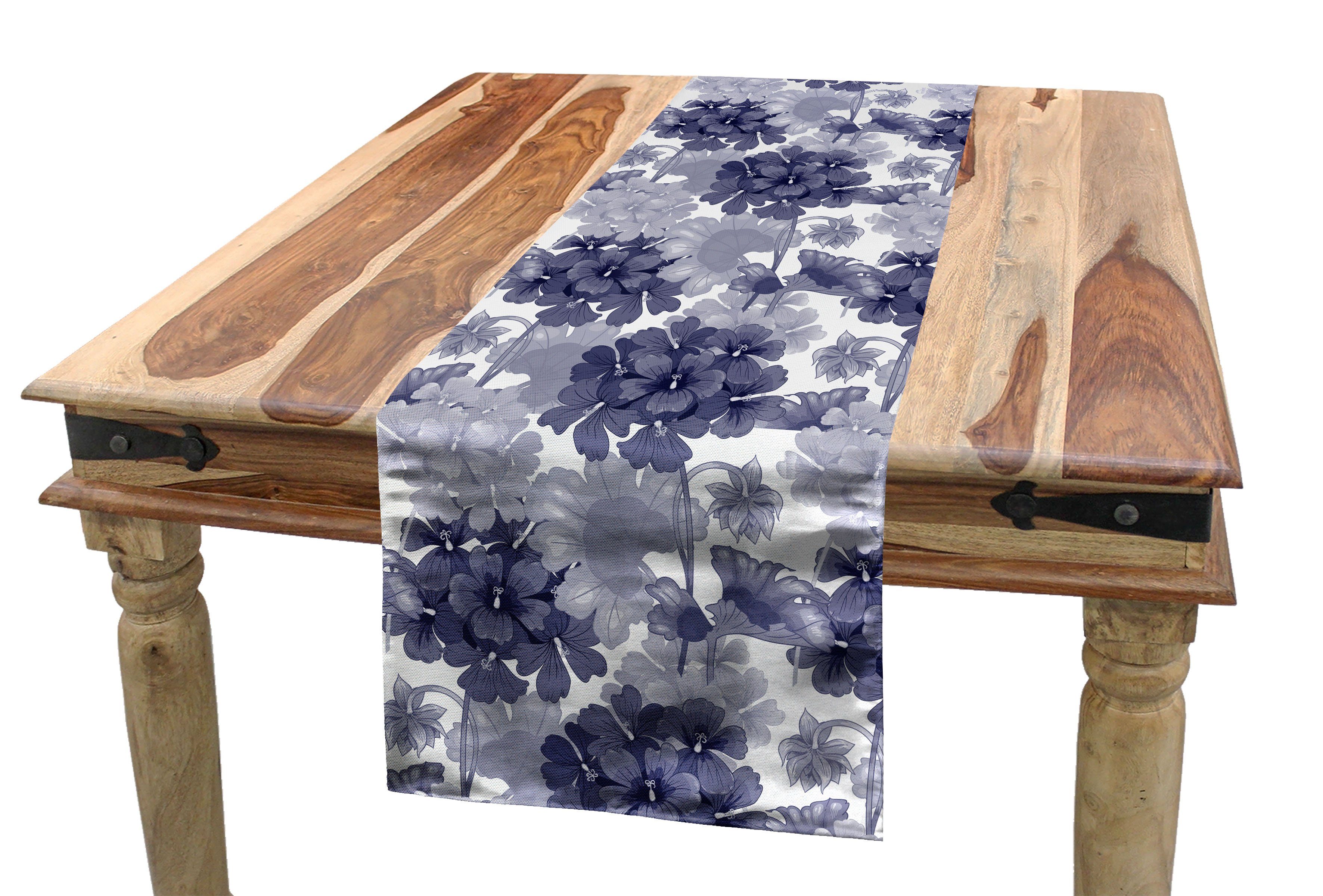 den Tischläufer, Rechteckiger Pelargonien Tischläufer kalten Tönen Esszimmer Dekorativer Abakuhaus Blumen in Küche