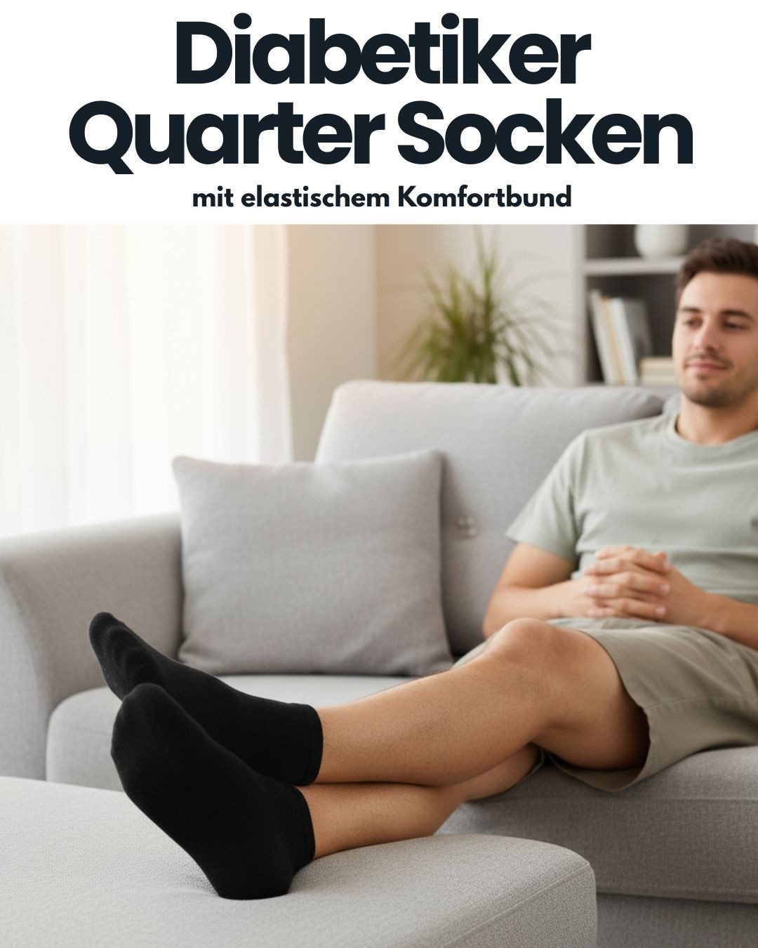 sockenkauf24 Diabetikersocken kurz ohne Gummibund & ohne Naht Quarter Diabetiker Socken Baumwolle (Set, 10-Paar) Diabetiker Socken mit Komfortbund ohne Gummi für Damen & Herren