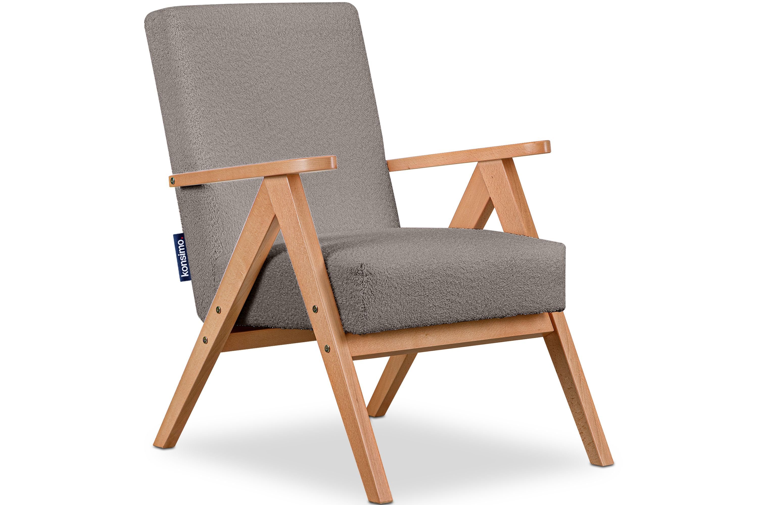 Konsimo Cocktailsessel NASET Sessel, Rahmen aus lackiertem Holz, profilierte Rückenlehne