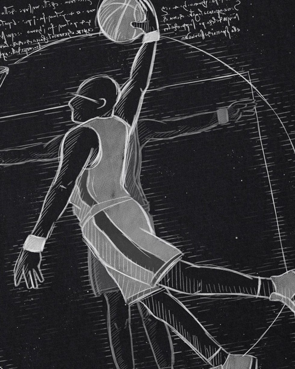 style3 T-Shirt Vitruvianischer Basketballspieler korb da vinci mensch baske günstig online kaufen