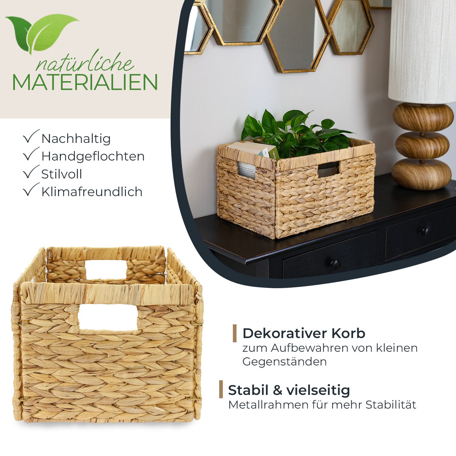 HMF Regalkorb Aufbewahrungskorb, Korb geflochten aus Wasserhyazinthe, passe günstig online kaufen