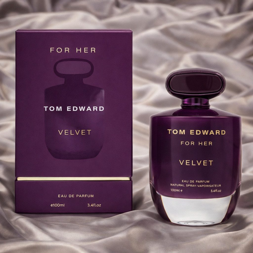 TOM EDWARD Eau de Parfum Tom Edward Velvet for Her Fruchtig Süß Gourmand 100 ml, 1-tlg., Hergestellt in UK, Luxuriöser Damenduft, Langanhaltend