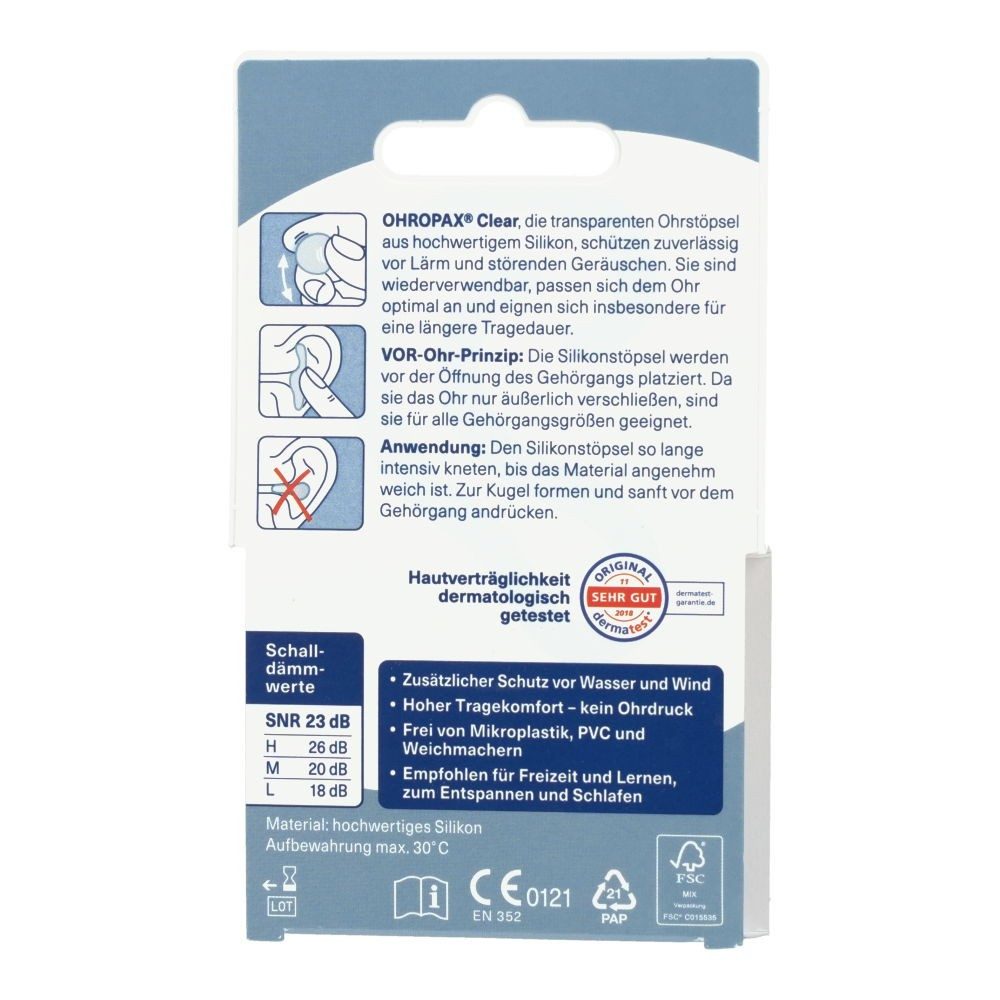 OHROPAX Gehörschutzstöpsel OHROPAX Clear Silikon Vor-Ohr Stöpsel