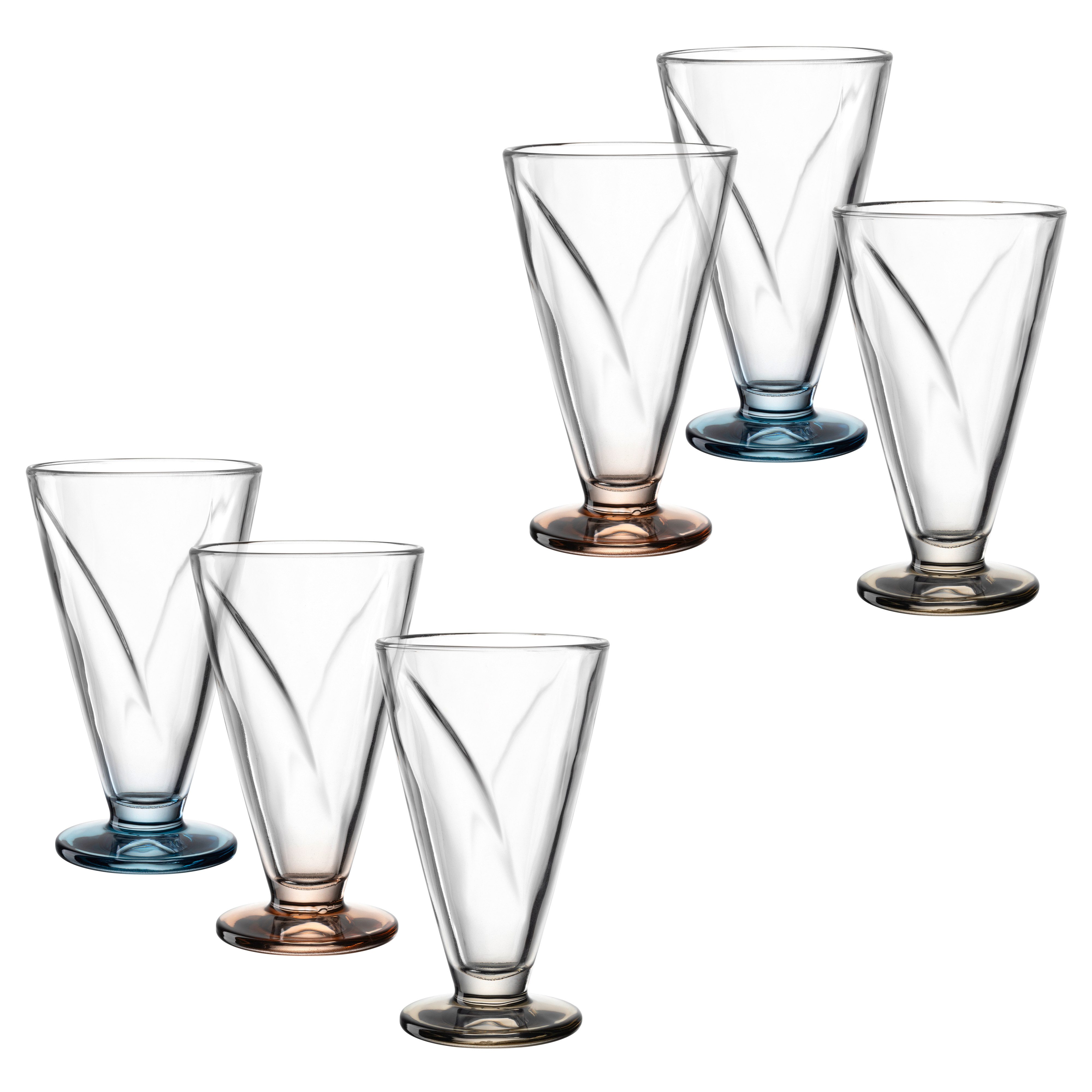 LEONARDO Eisschale CONO, Eisbecher aus Glas, 360 ml, farbig, 6er-Set, Glas, (Set, 6-tlg), spülmaschinengeeignet