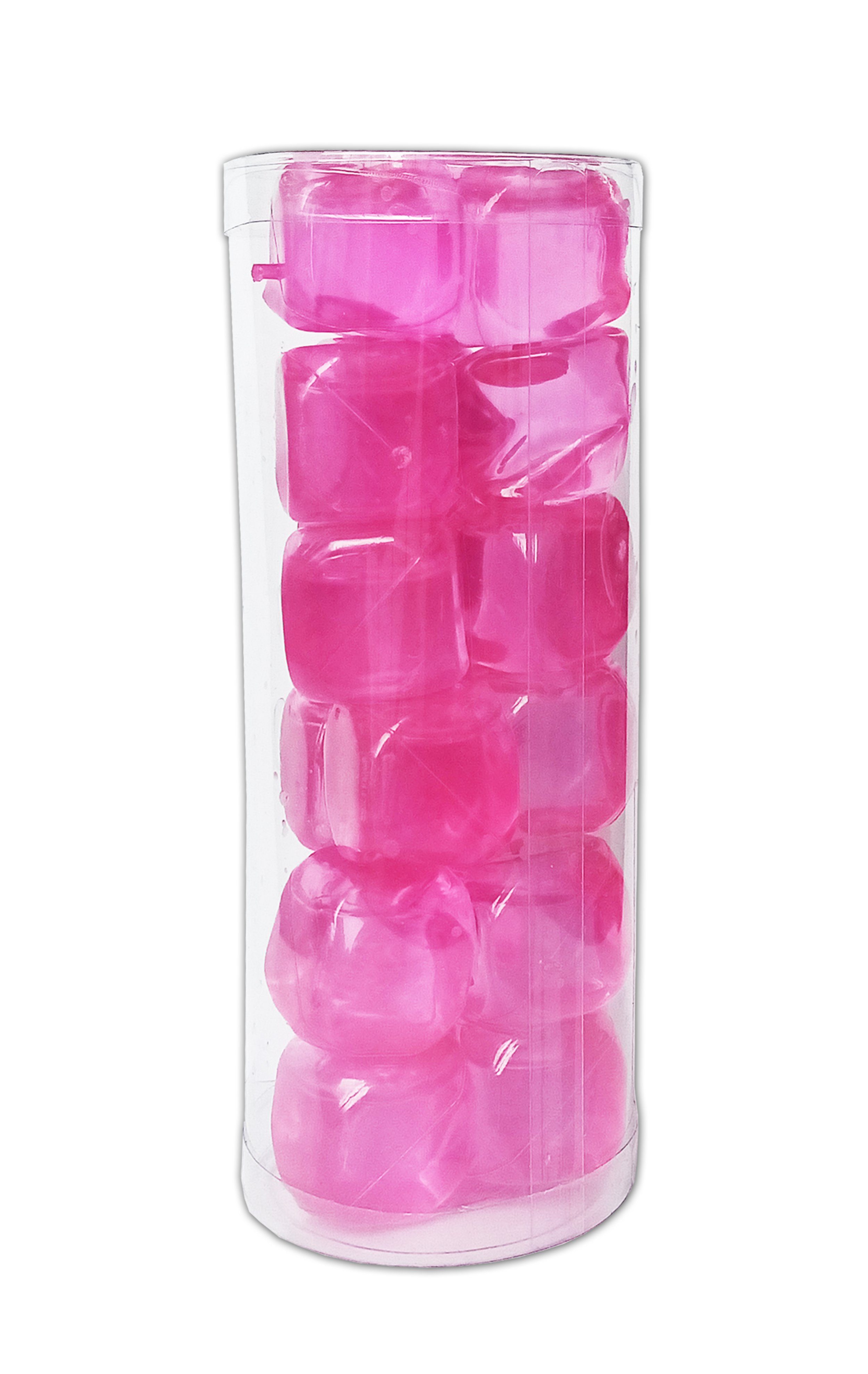 Leknes Eiswürfel-Steine 18x EISWÜRFEL Kunststoff wiederverwendbar Whisky Kühlwürfel 67 (Pink), Weinkühler Kühlsteine EIS Cube Bier Steine Würfel