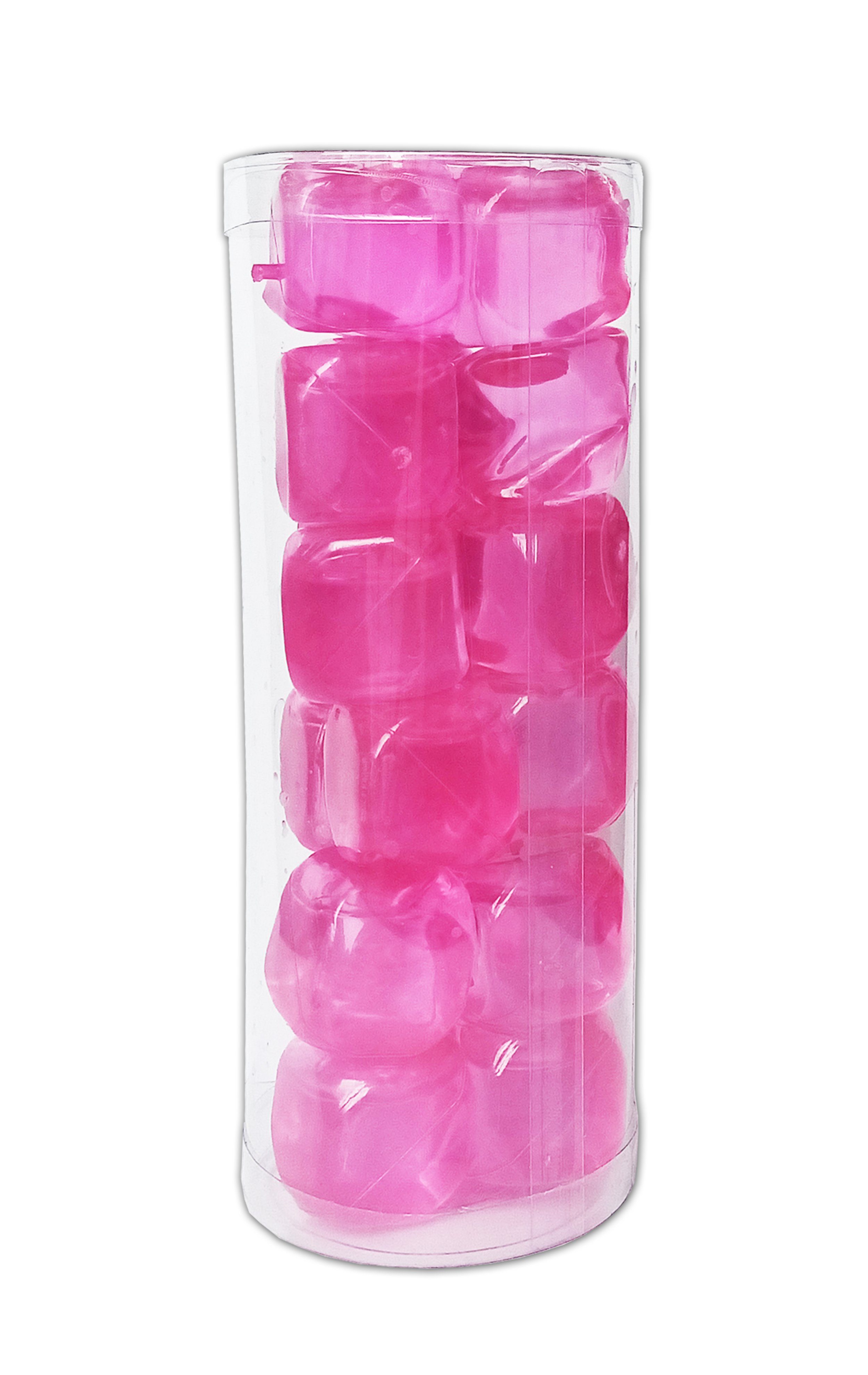 Kühlwürfel 18x EIS wiederverwendbar Kühlsteine Whisky Bier EISWÜRFEL Eiswürfel-Steine 67 Steine Kunststoff Cube (Pink), Weinkühler Würfel