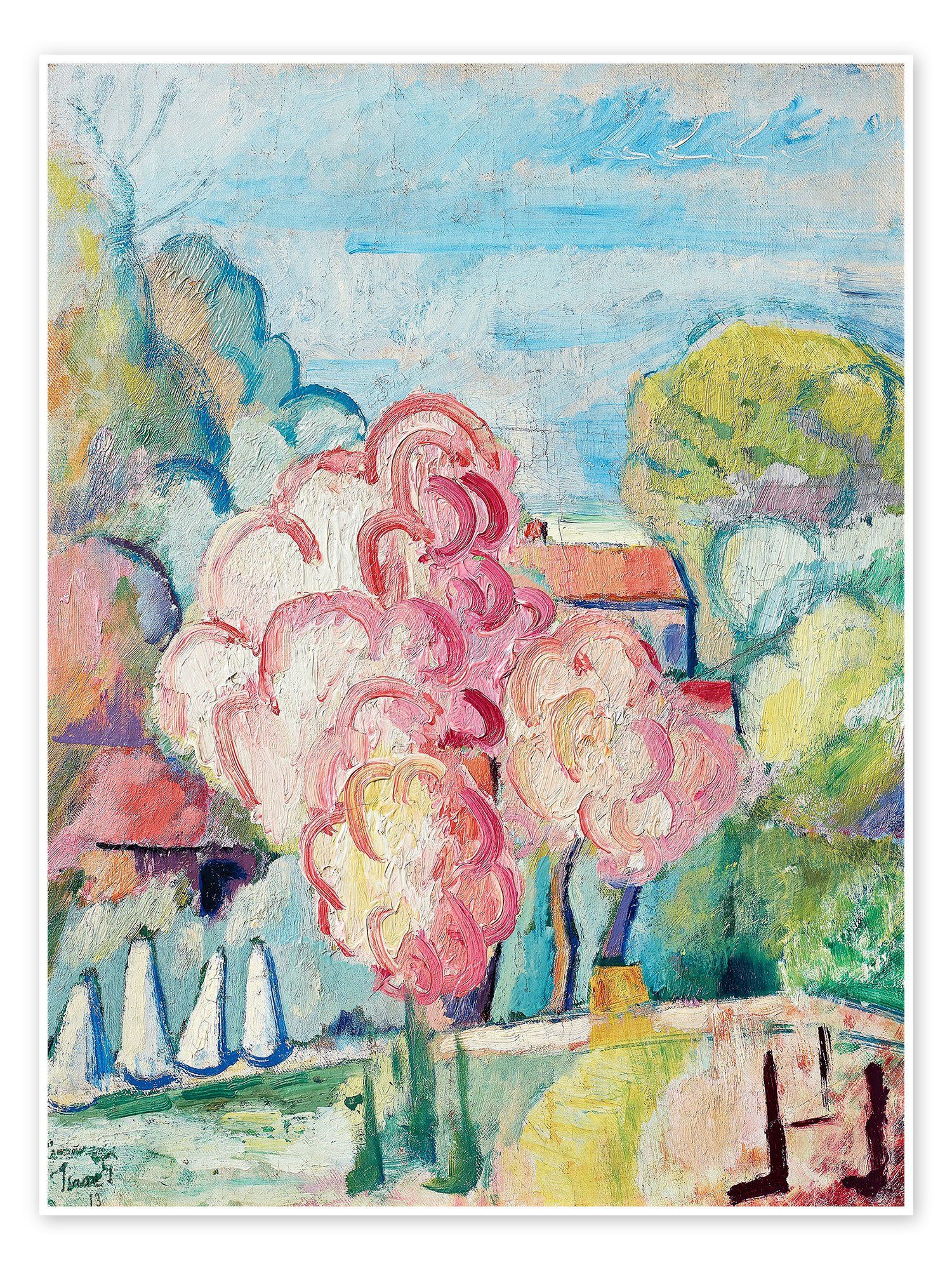 Posterlounge Poster Isaac Grünewald, Ein blühender Obstbaum, Malerei