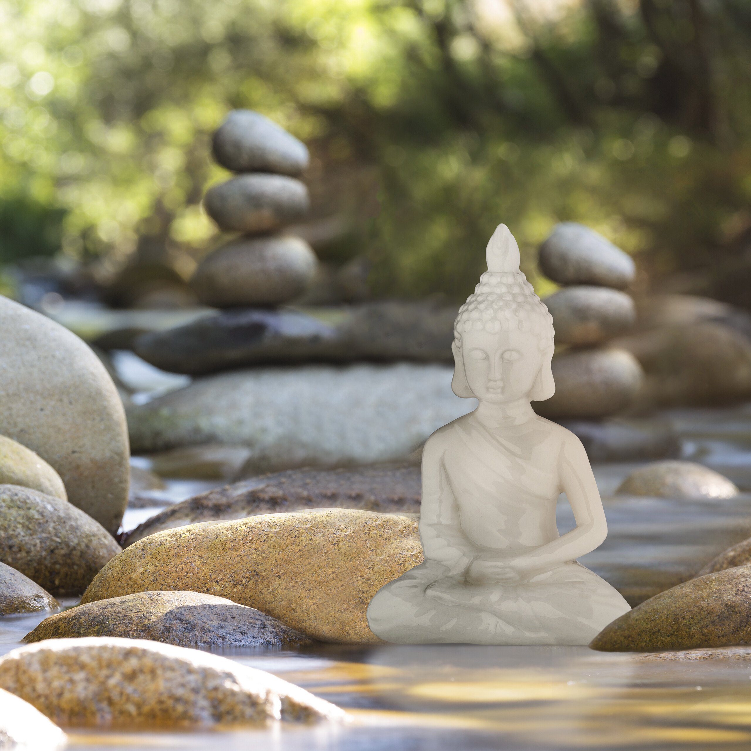 relaxdays Buddhafigur Weiße Buddha Figur 18 cm (1 St) – Bild 2 von 5