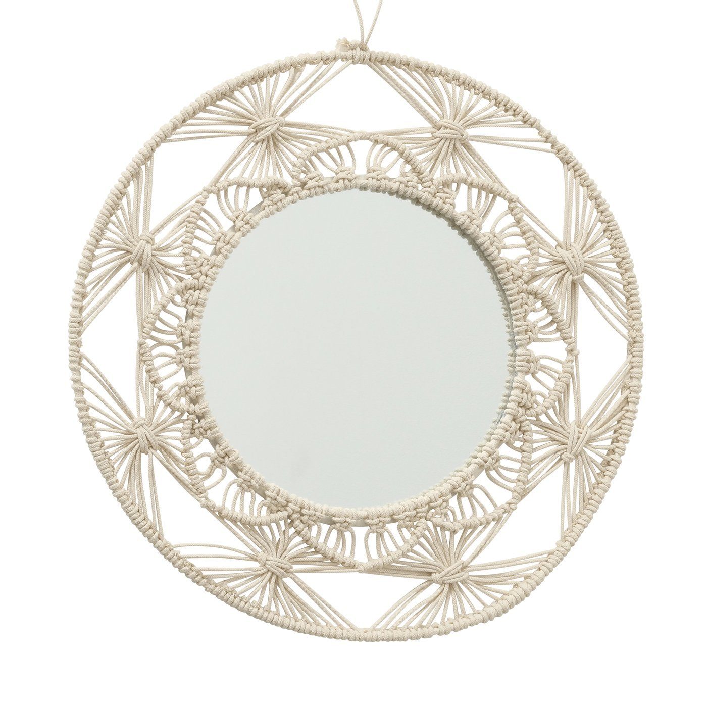 B37cm, "Emina" aus beige Spiegel in Wandspiegel Glas/Makramee BOLTZE