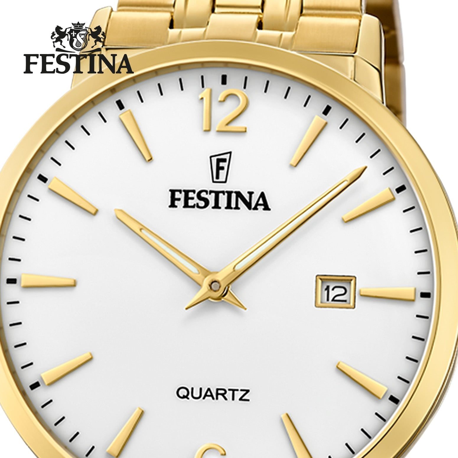 Festina Quarzuhr Festina Elegant Herren Uhr F20513/2, (Analoguhr), Herren Armbanduhr rund, Edelstahlarmband gold, Elegant