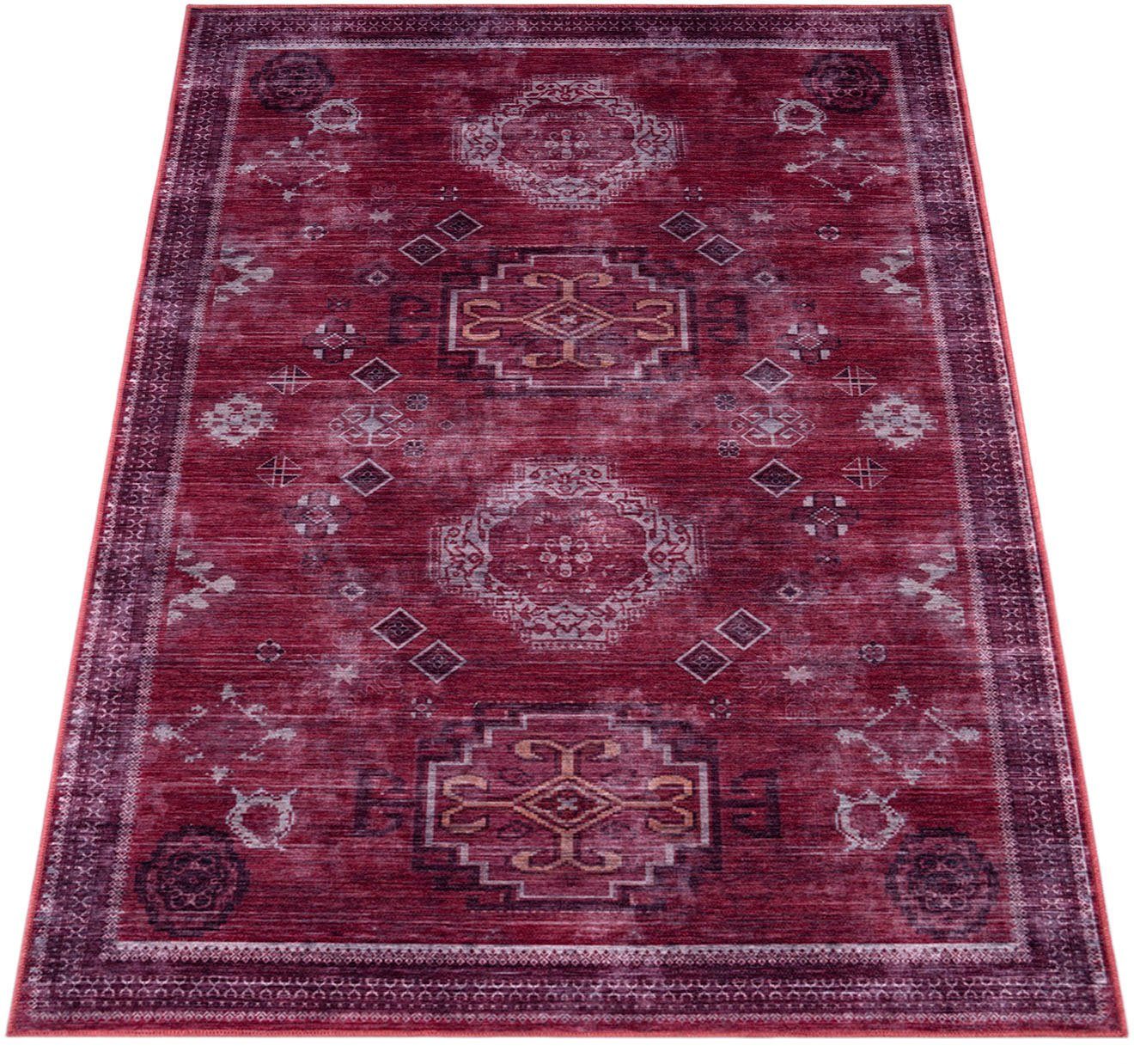 Teppich Bordeaux 245, Paco Home, rechteckig, Höhe: 4 mm, Kurzflor, Orient-Optik, Vintage Design, waschbar | Kurzflor-Teppiche