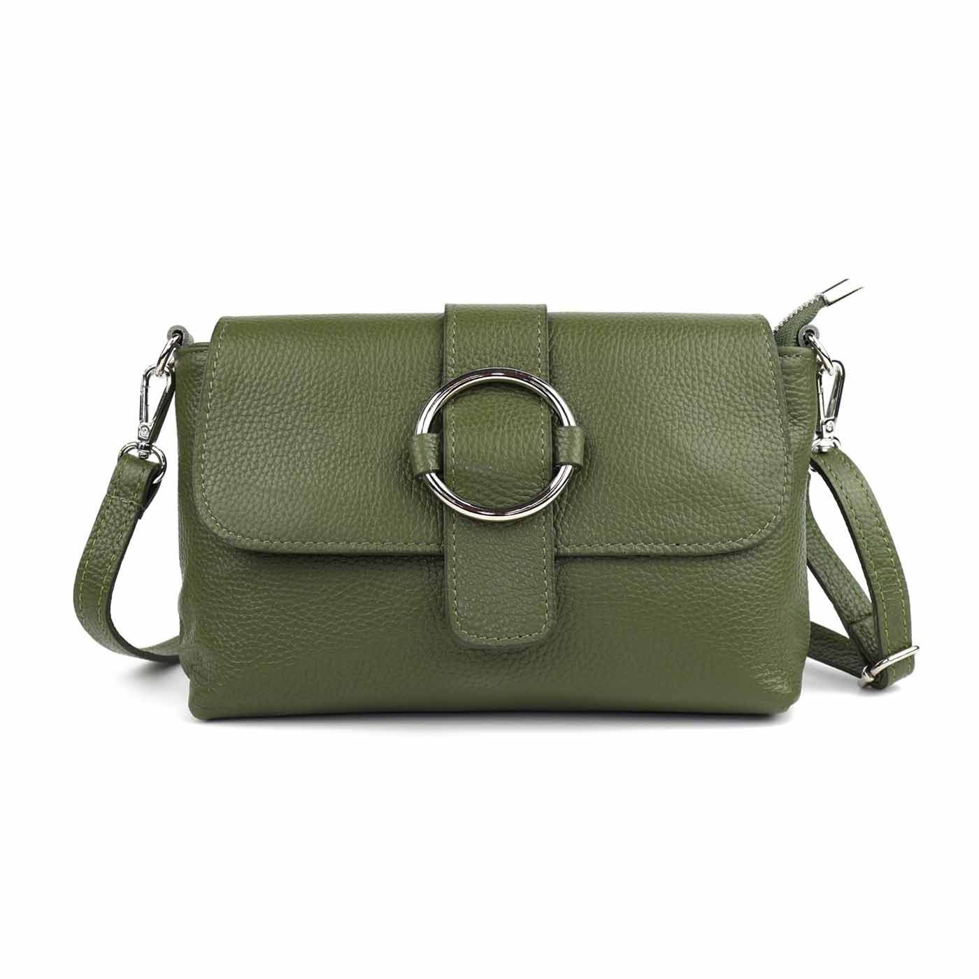 Schultertasche MADE IN ITALY Damen Leder Tasche Umhängetasche Cross Over Body Clutch